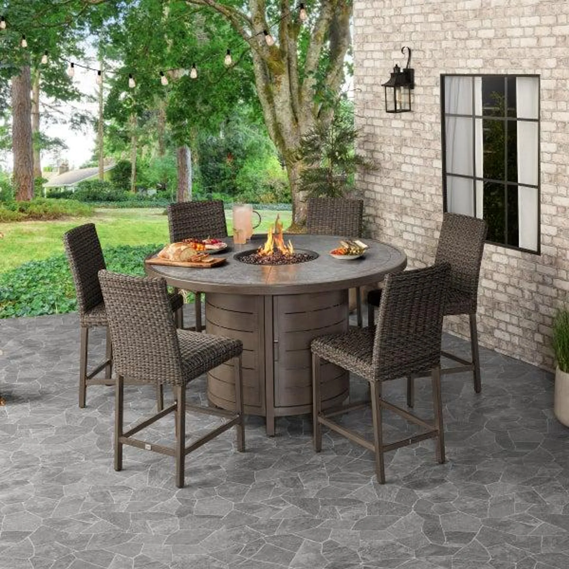 Agio McKinnon 7-piece Fire Outdoor Dining Set