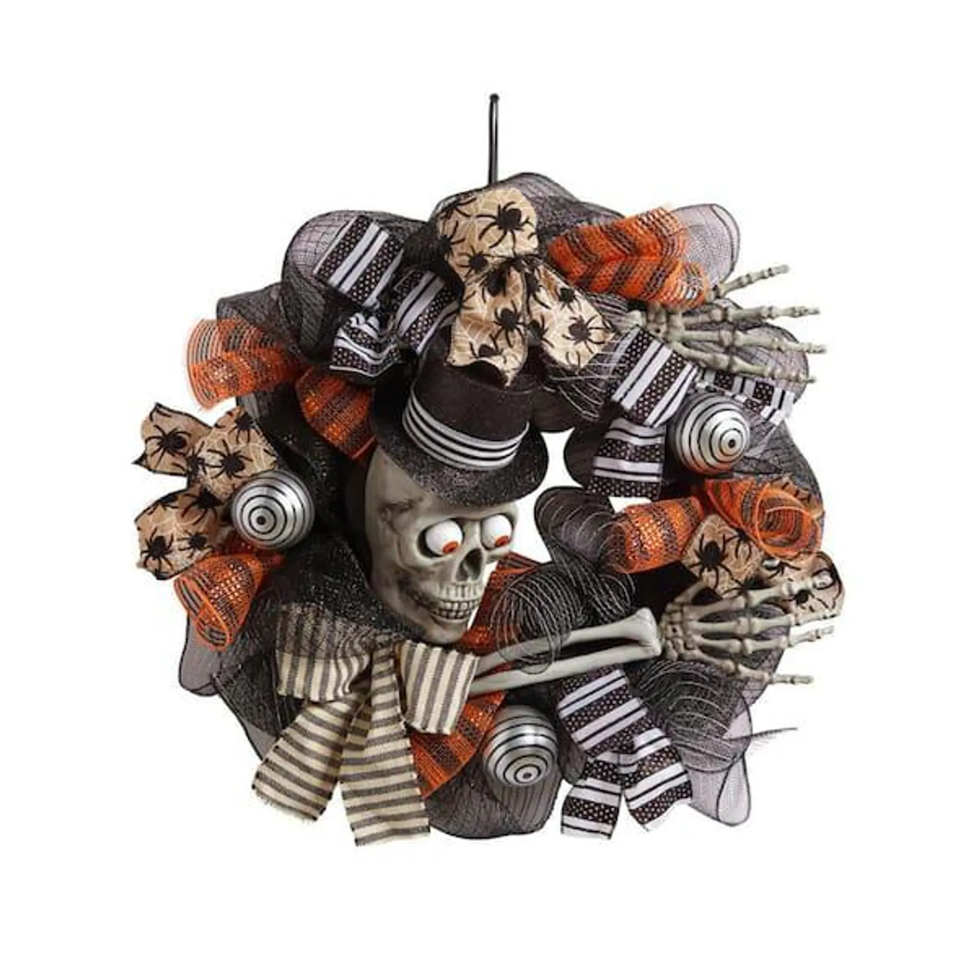 20 in. Skeleton Mesh Halloween Wreath