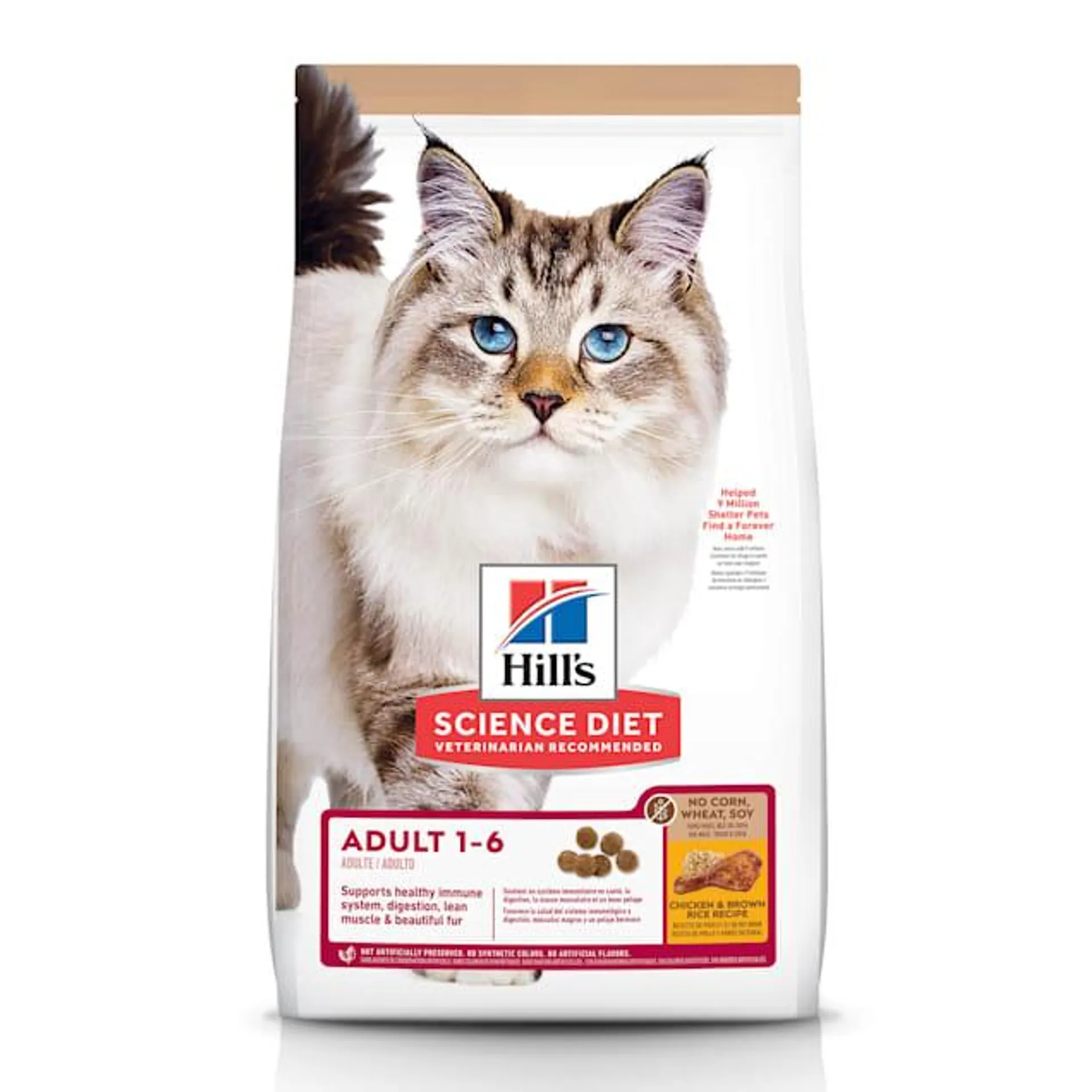 Hill's Science Diet Adult No Corn, Wheat or Soy Chicken Dry Cat Food, 15 lbs.