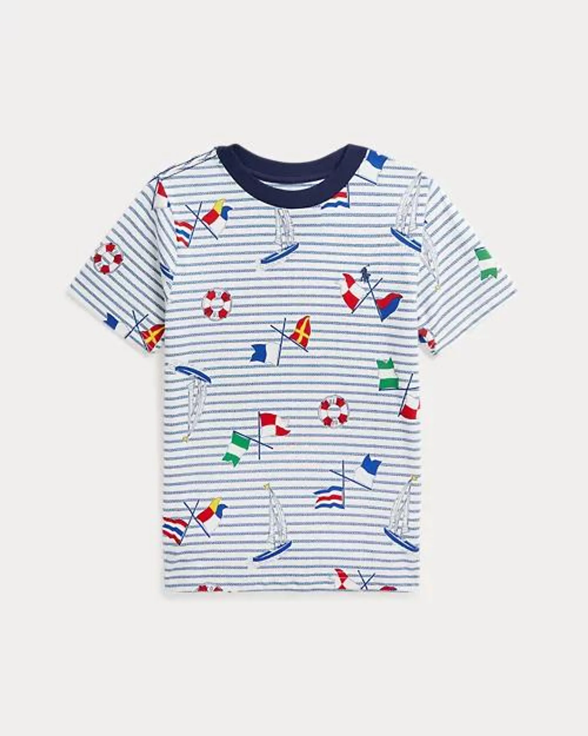 Sailing-Print Striped Cotton Jersey Tee