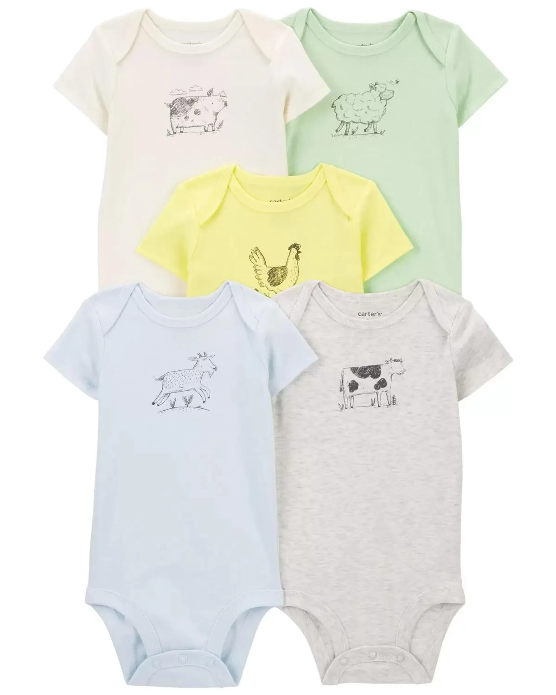 Baby 5-Pack Farm Animals Bodysuits