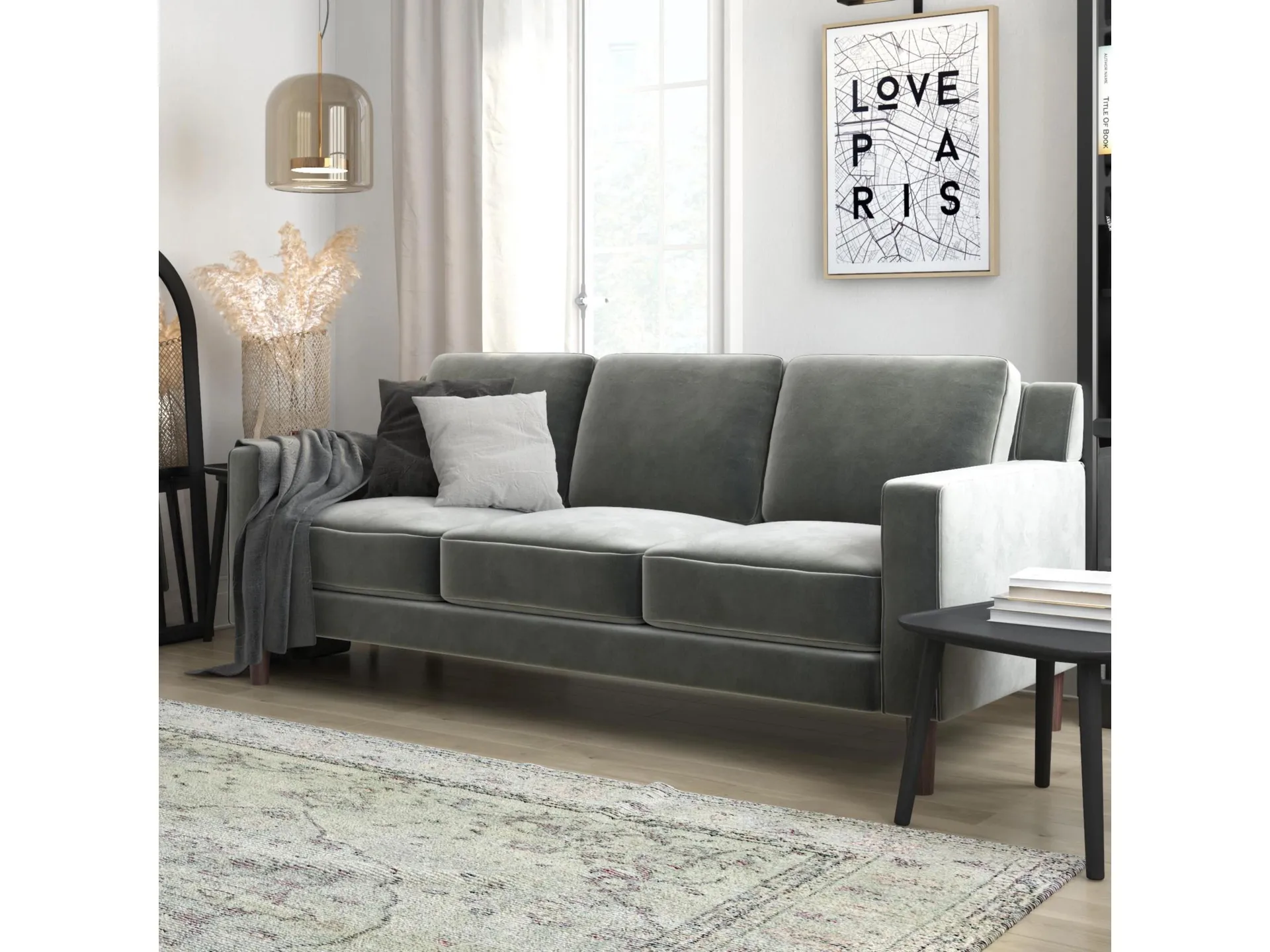 Atwater Living Janelle Velvet Sofa