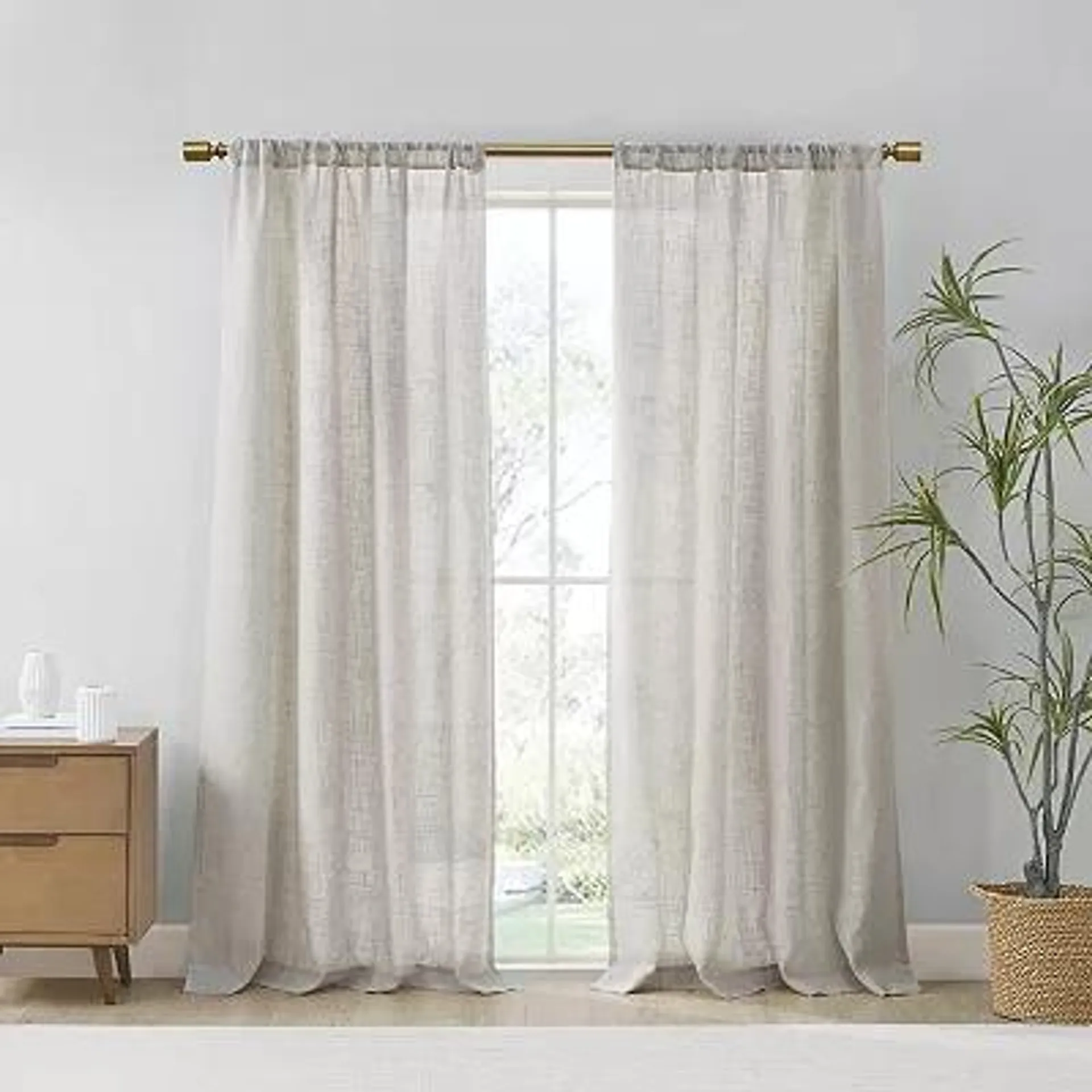 Madison Park Suvi 2-Pack Linen Blend Textured Light Filtering Rod Pocket Window Curtains