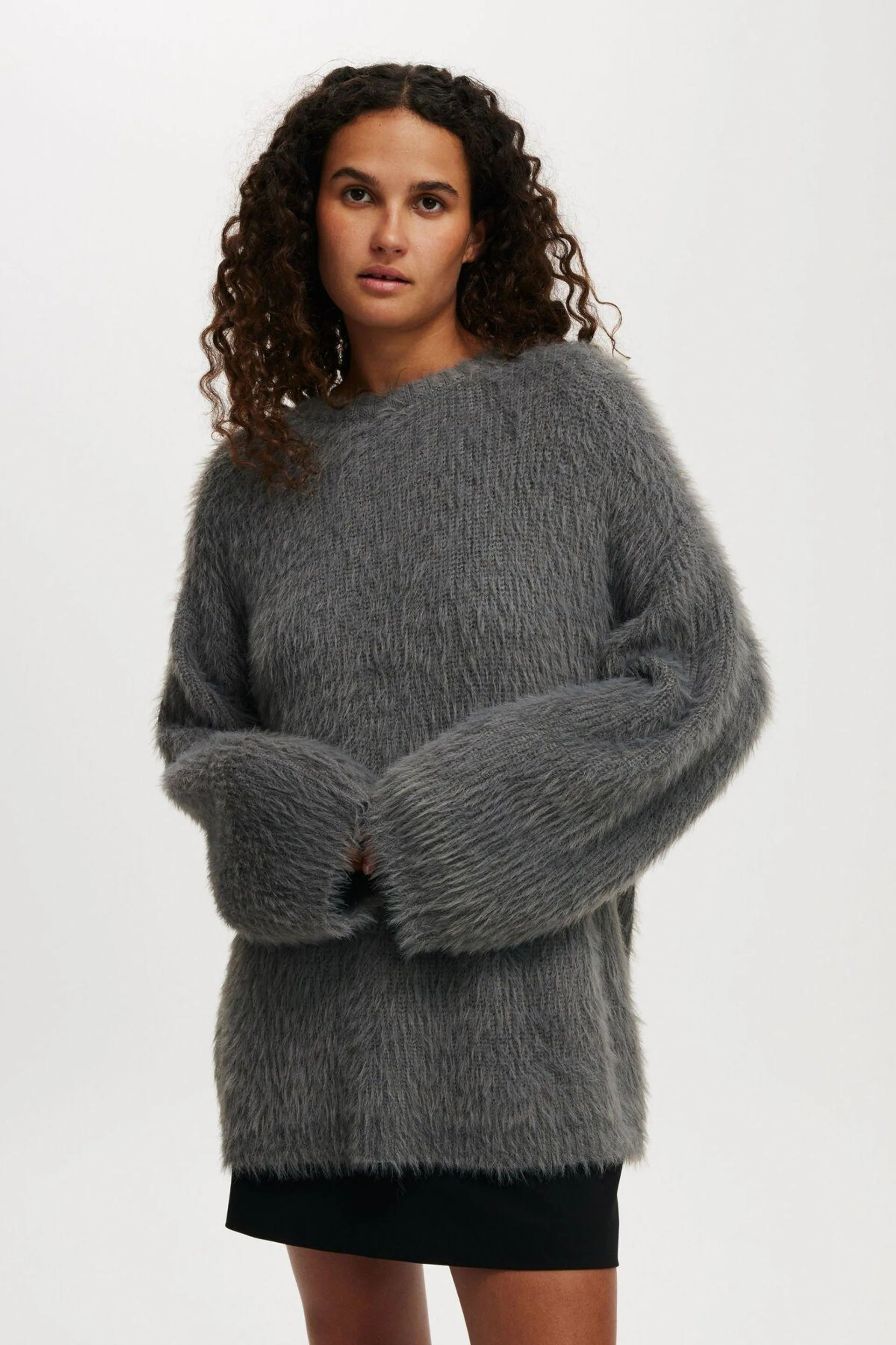 Faux Hair Rib Sweater