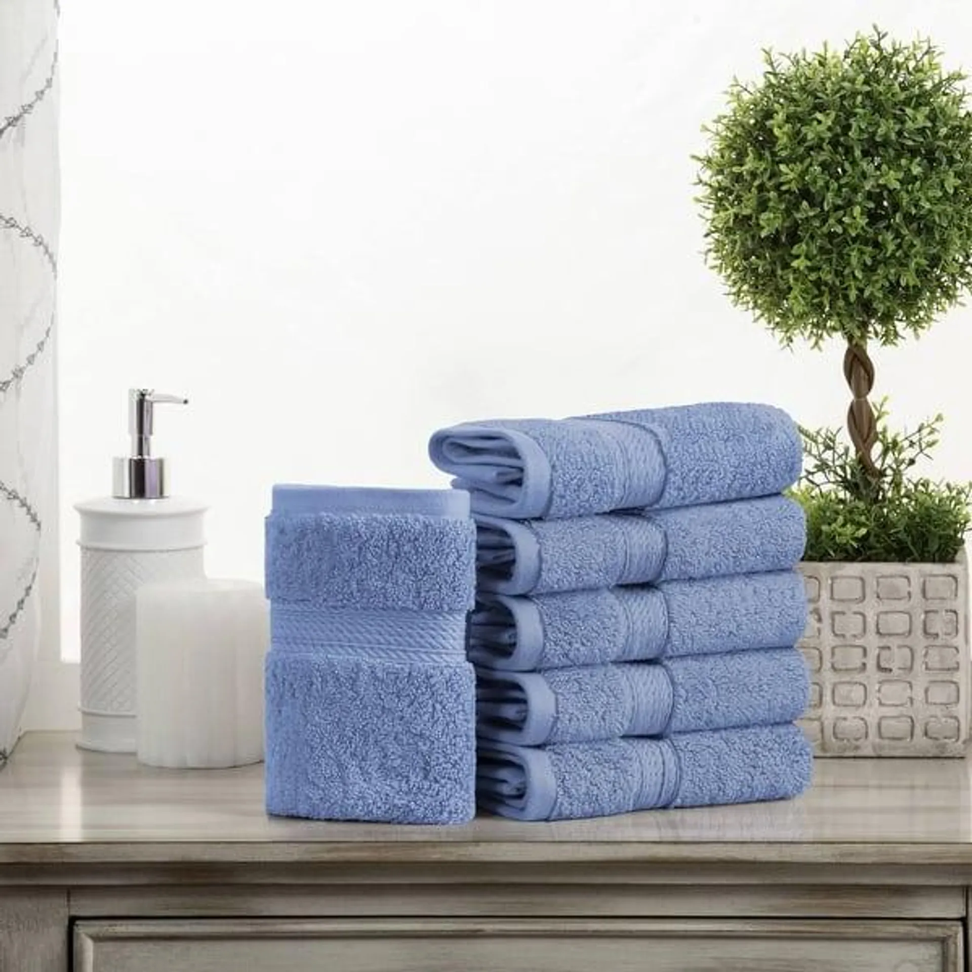 Superior Egyptian Cotton Pile Heavyweight Face Towel Set of 6