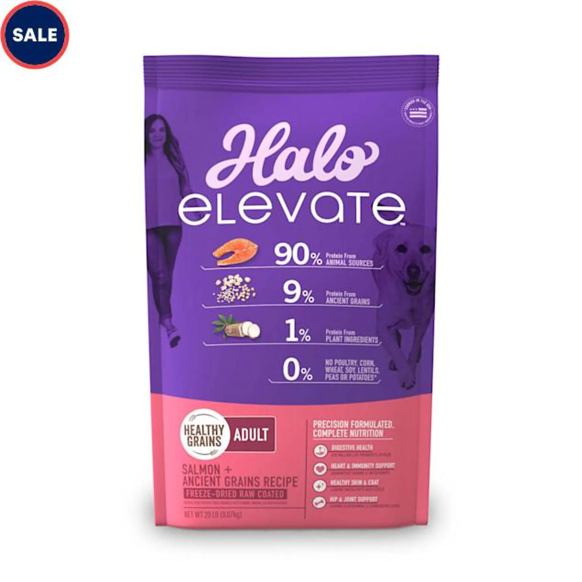 Halo Elevate Dog Healthy Grains Salmon Recipe Dry Food, 20 lbs.