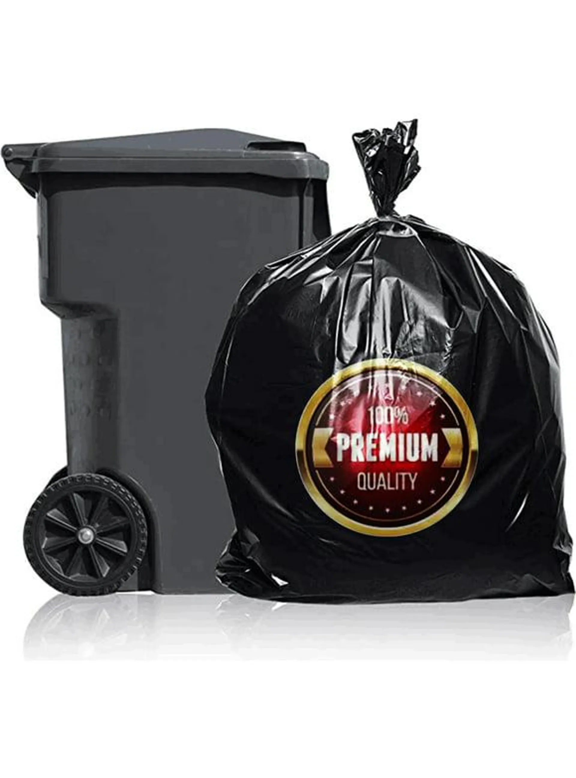 55 Gallon Trash Bags, Heavy Duty Outdoor Garbage Bags (50 Count) for Commercial, Lawn, Leaf and Contractors