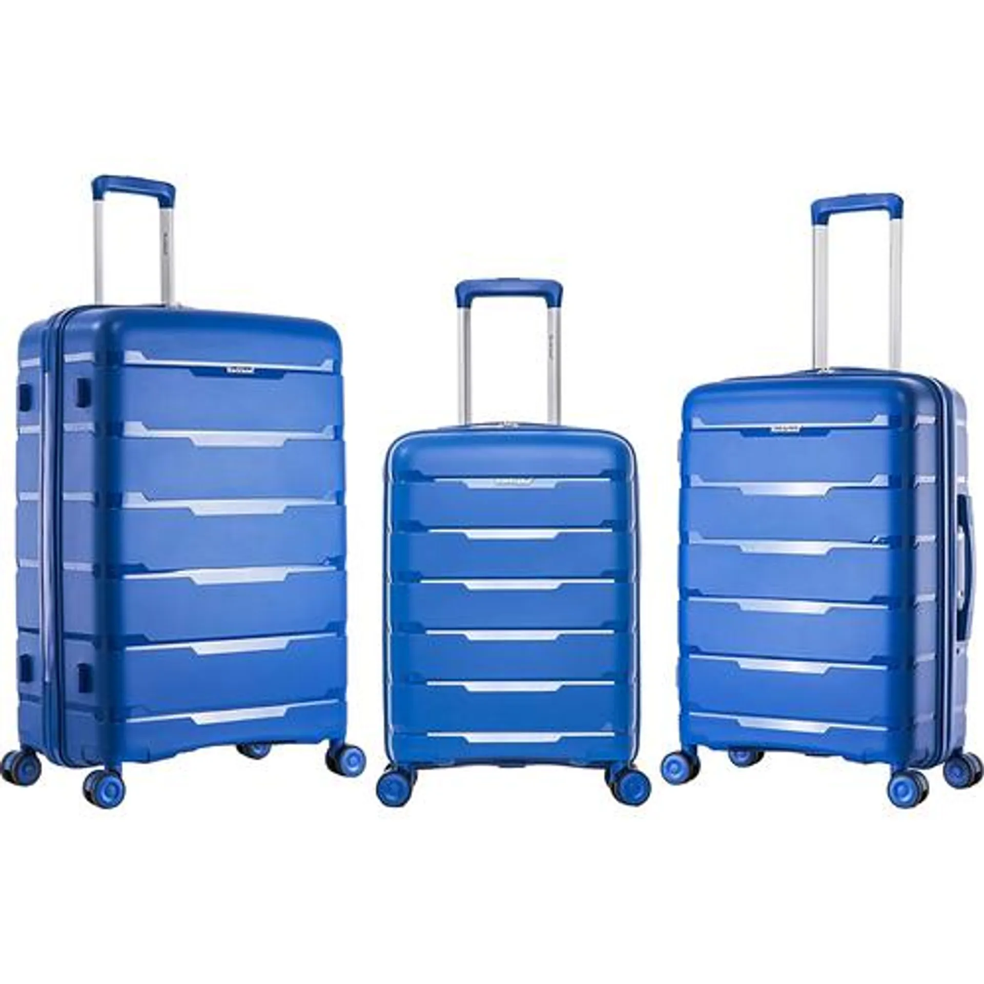 Rockland Pasadena 3 Piece Hardside Luggage Nested Spinner Set (19"/23"/27") Blue - F252