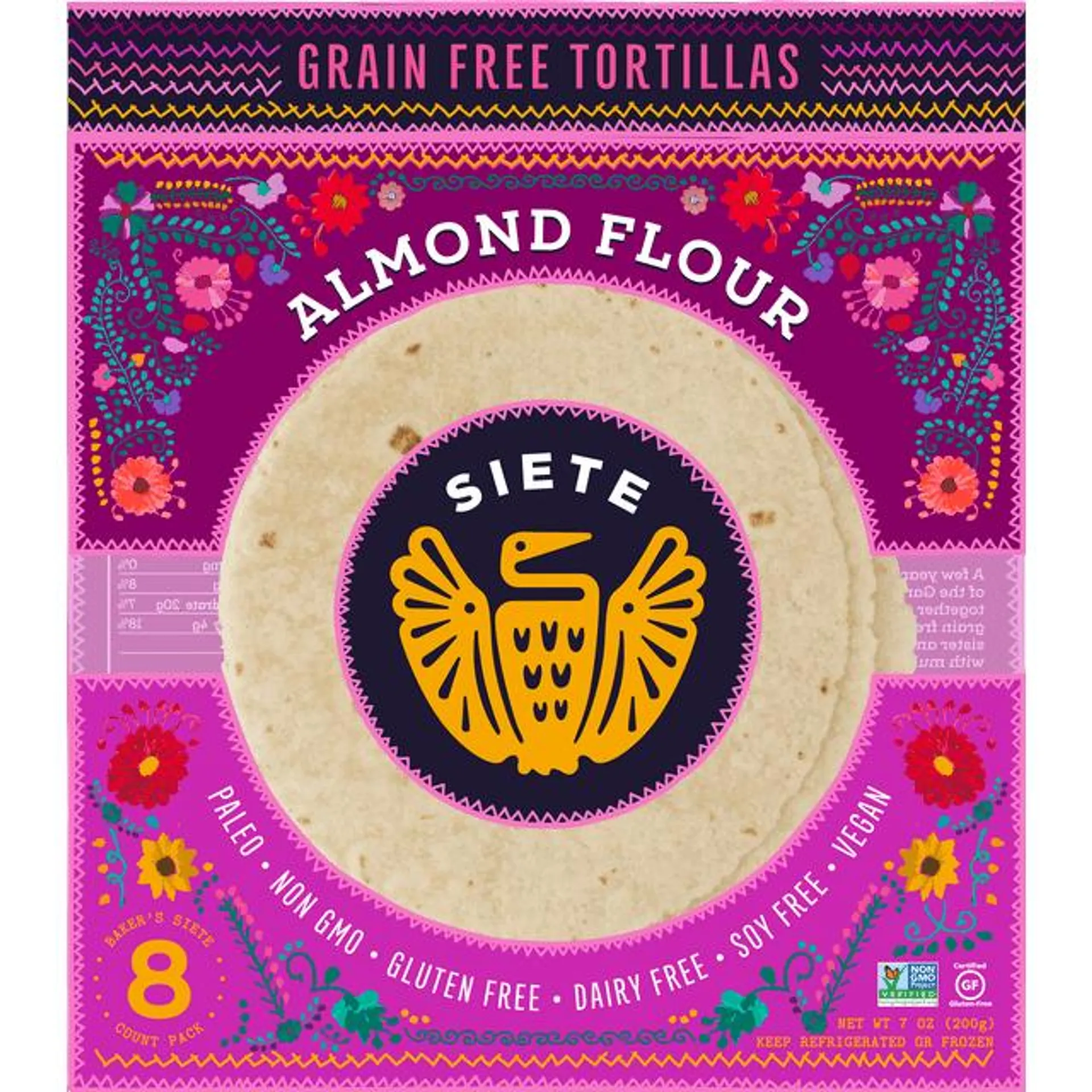 Siete Family Foods Grain Free Almond Flour Tortillas, 7oz., 8 Count