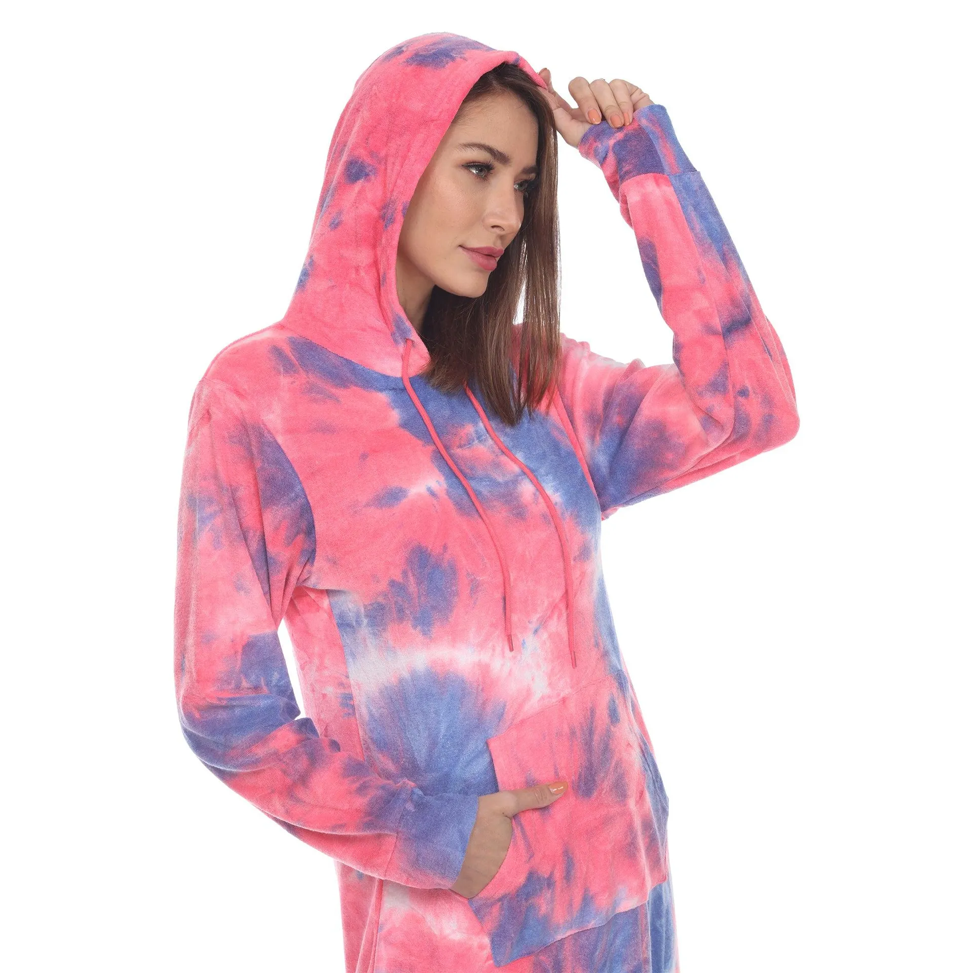 Women's Hoodie Tie Dye Sweatshirt Dress (2 Colors Available)