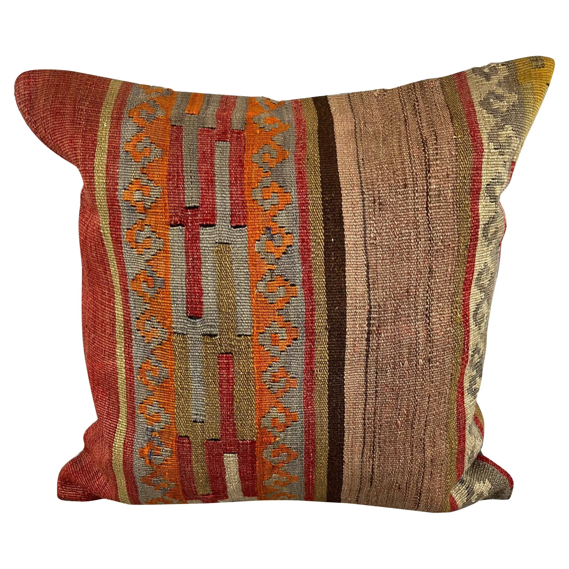 20 x 20 Kilim Turkish Cushion Natural Red Brown Pillow Cushion Cover #6775