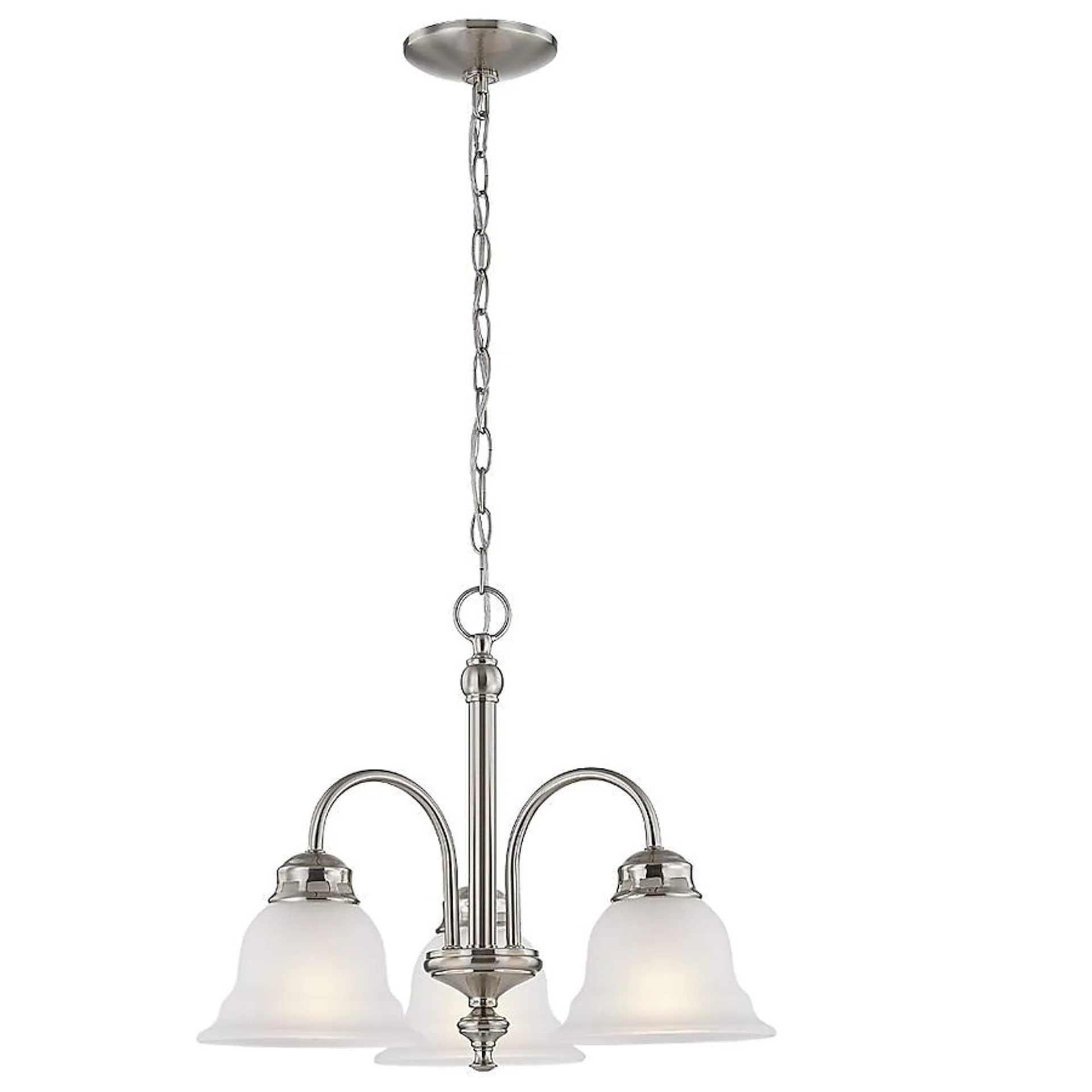 Project Source Fallsbrook 3-Light Brushed Nickel Traditional LED Dry rated Chandelier