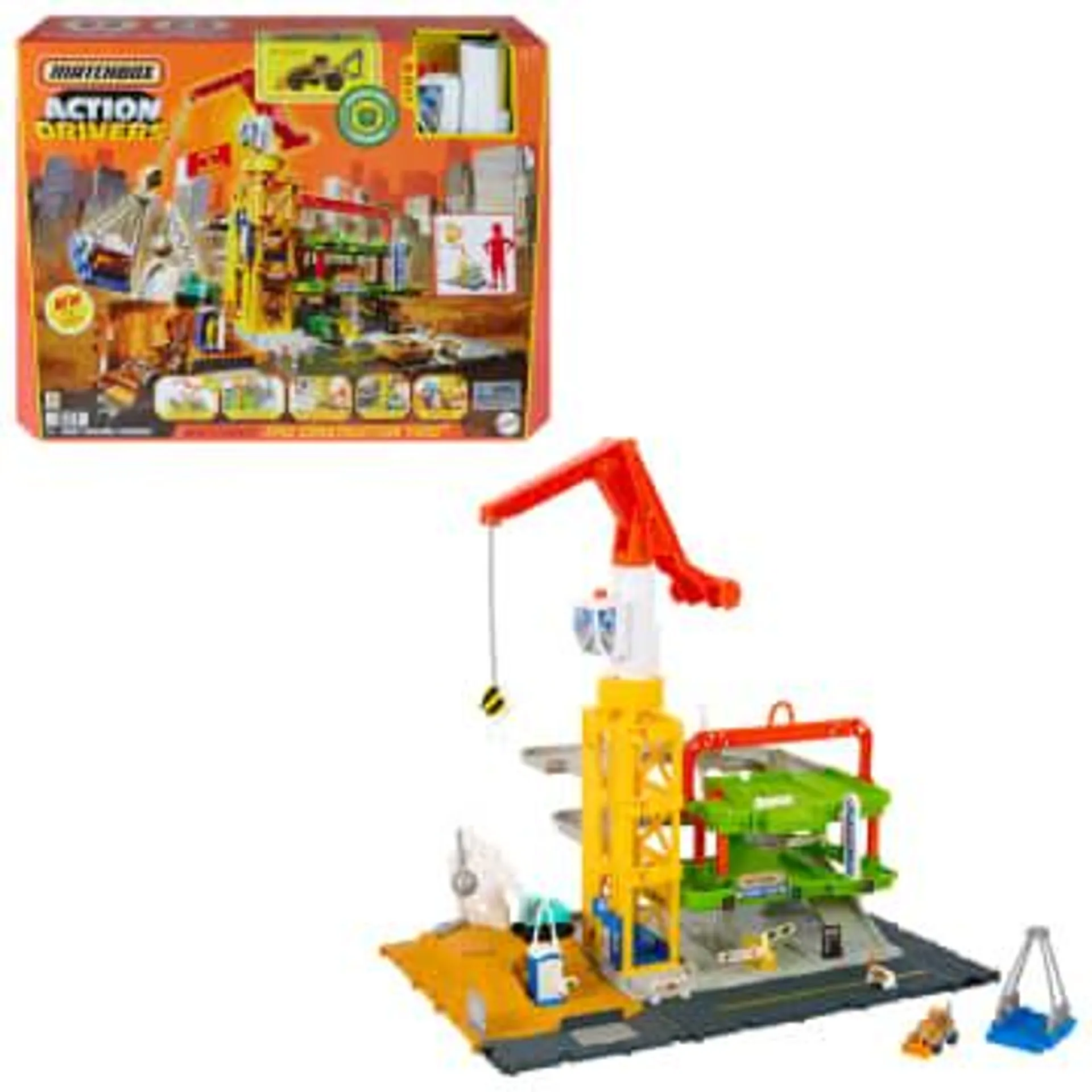 Matchbox Action Drivers Construction Playset With Lights And Sounds, 1 Construction Vehicle