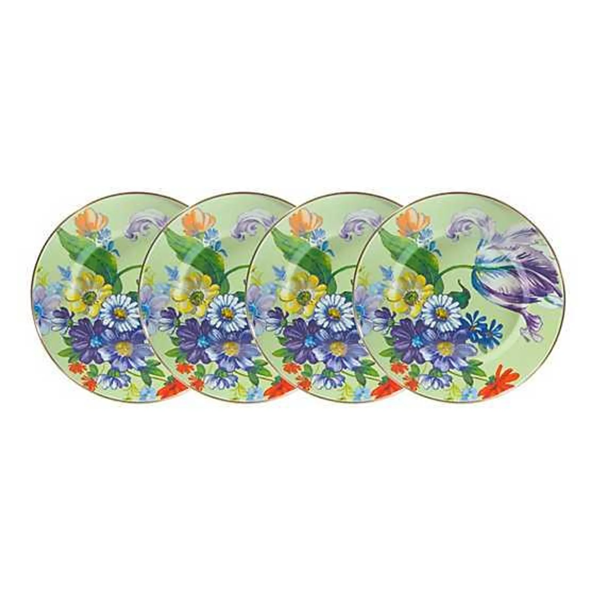 Green Flower Market Dinner Plates, Set of 4