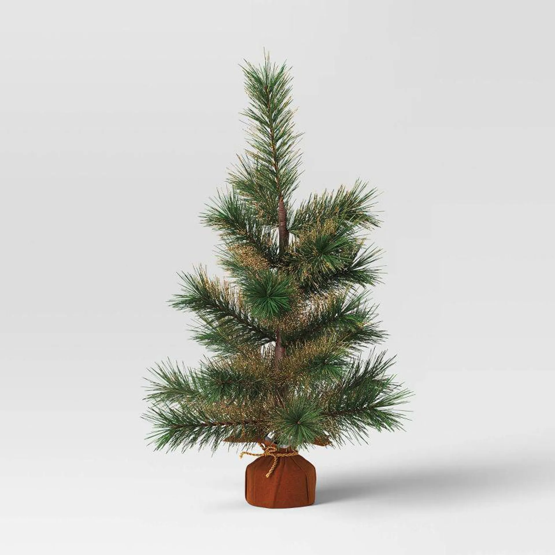 18" Artificial Mini Christmas Tree with Glittered Tips Green/Gold - Wondershop™