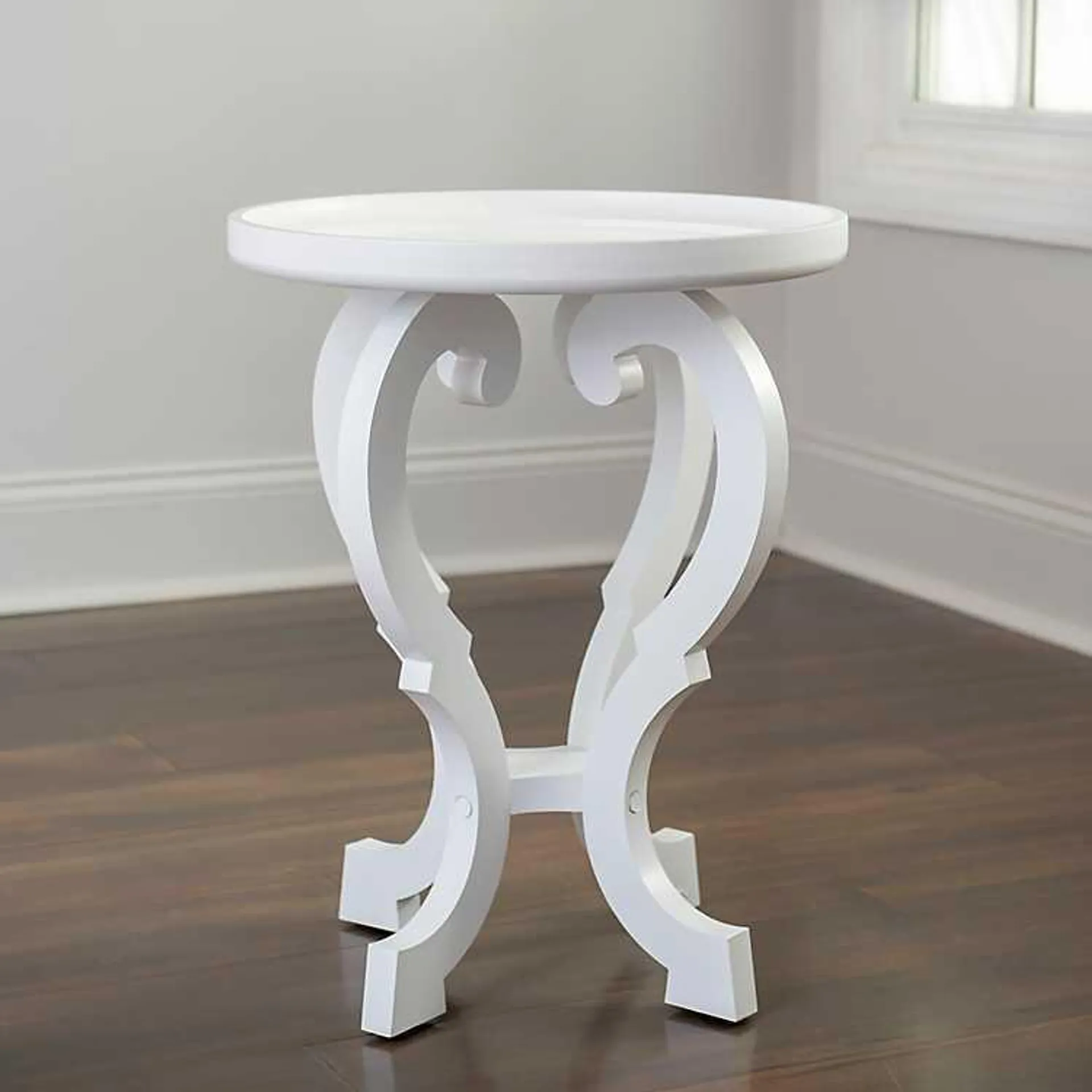 White Wooden Parker Accent Table