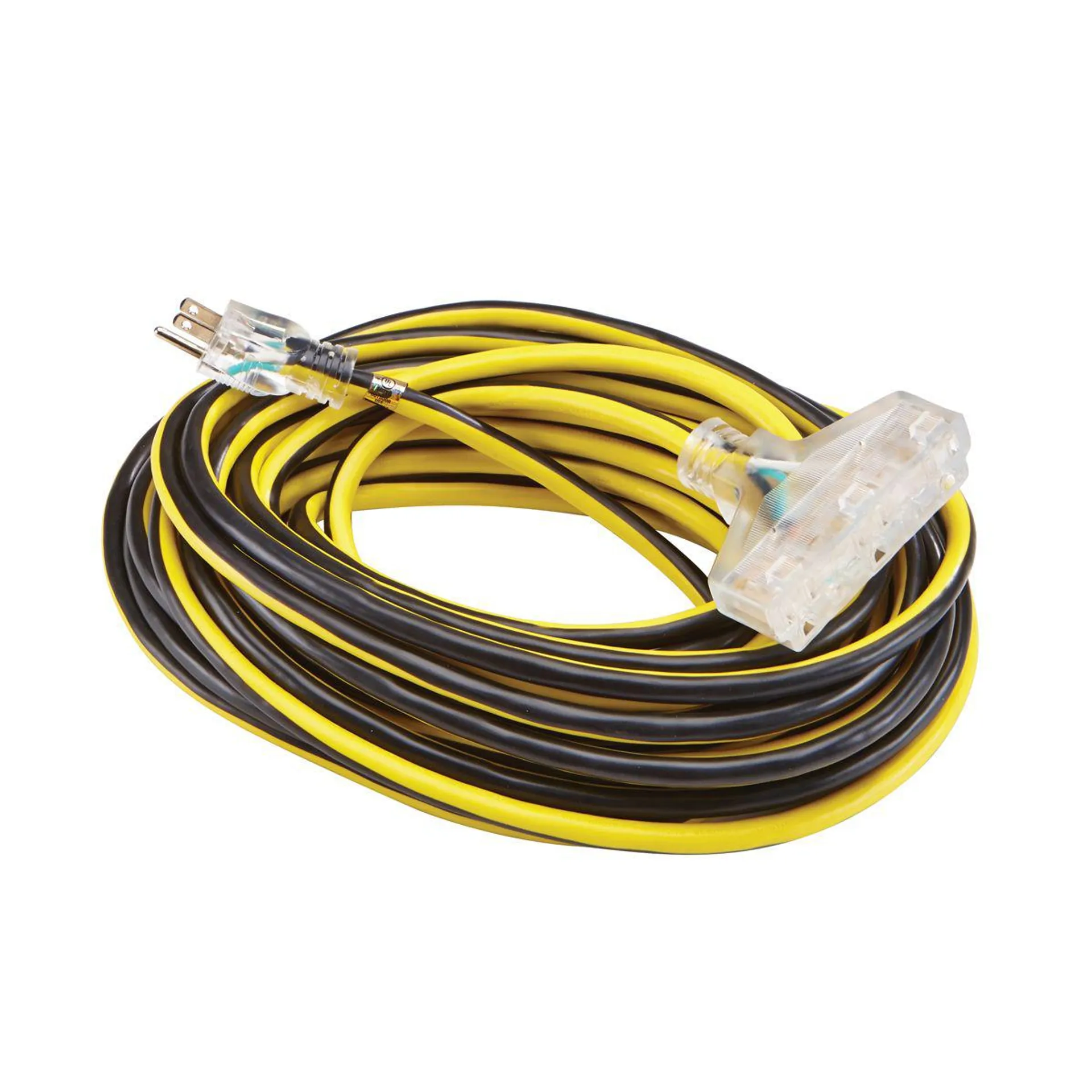 50 ft. x 12/3 Gauge Multiple Outlet Extension Cord with Indicator Light, Yellow/Black