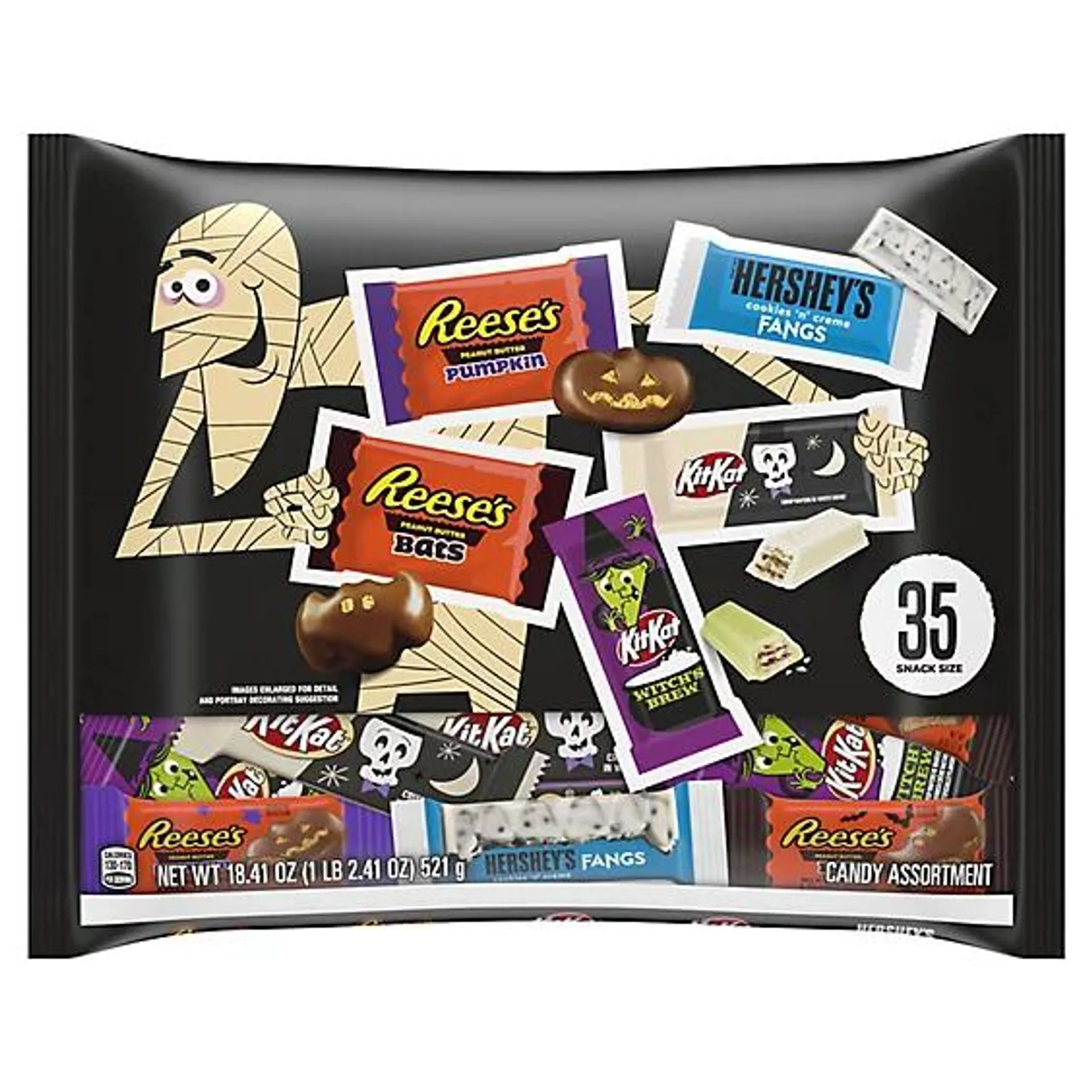 Hersheys Kit Kat And Reeses Assorted Flavored Snack Size Halloween Candy Multipack - 35-18.41 Oz