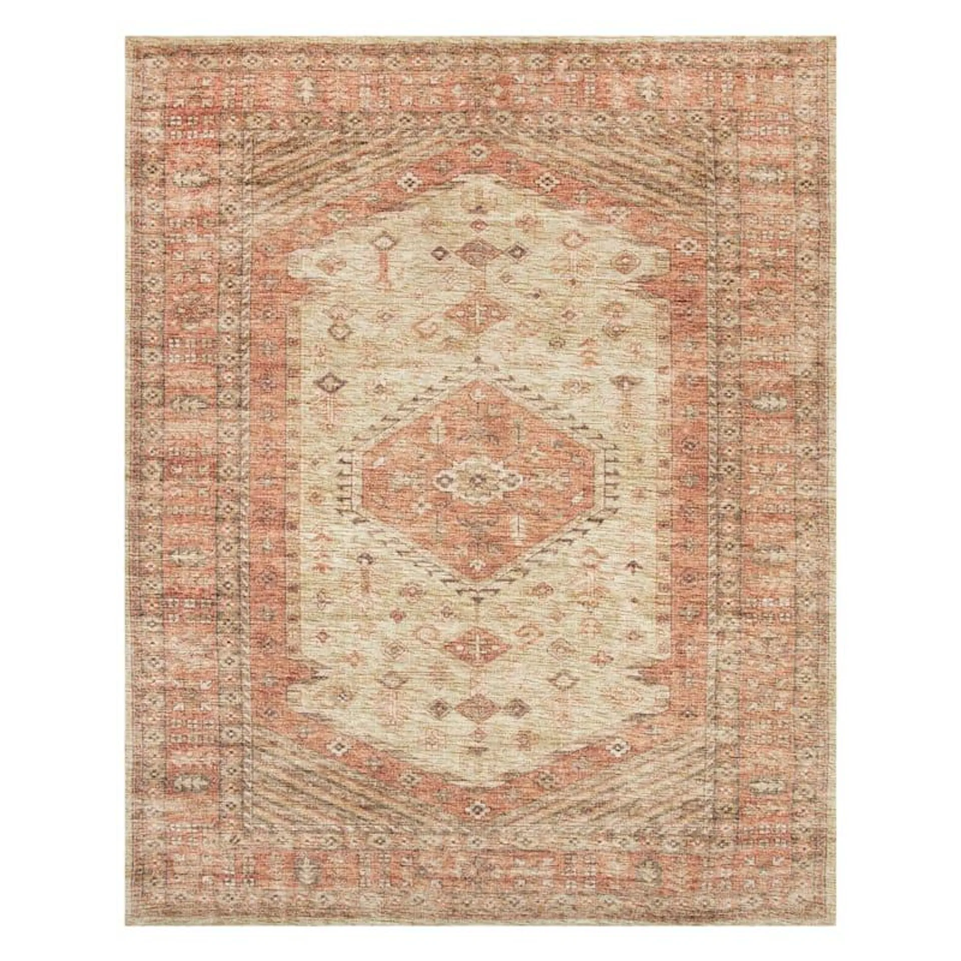 (B858) Rune Red Multi Area Rug, 8x10