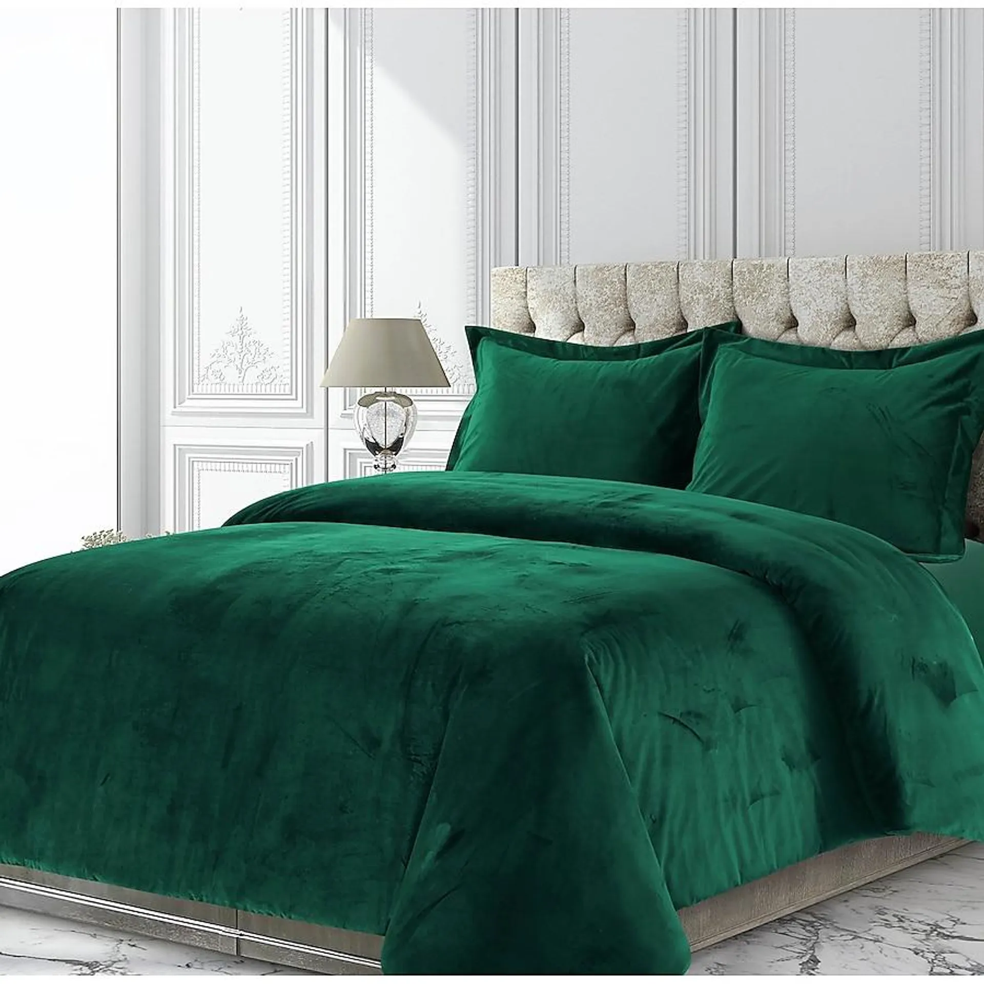 TRIBECA LIVING Venice Duvets Emerald Green Solid Queen Duvet Cover