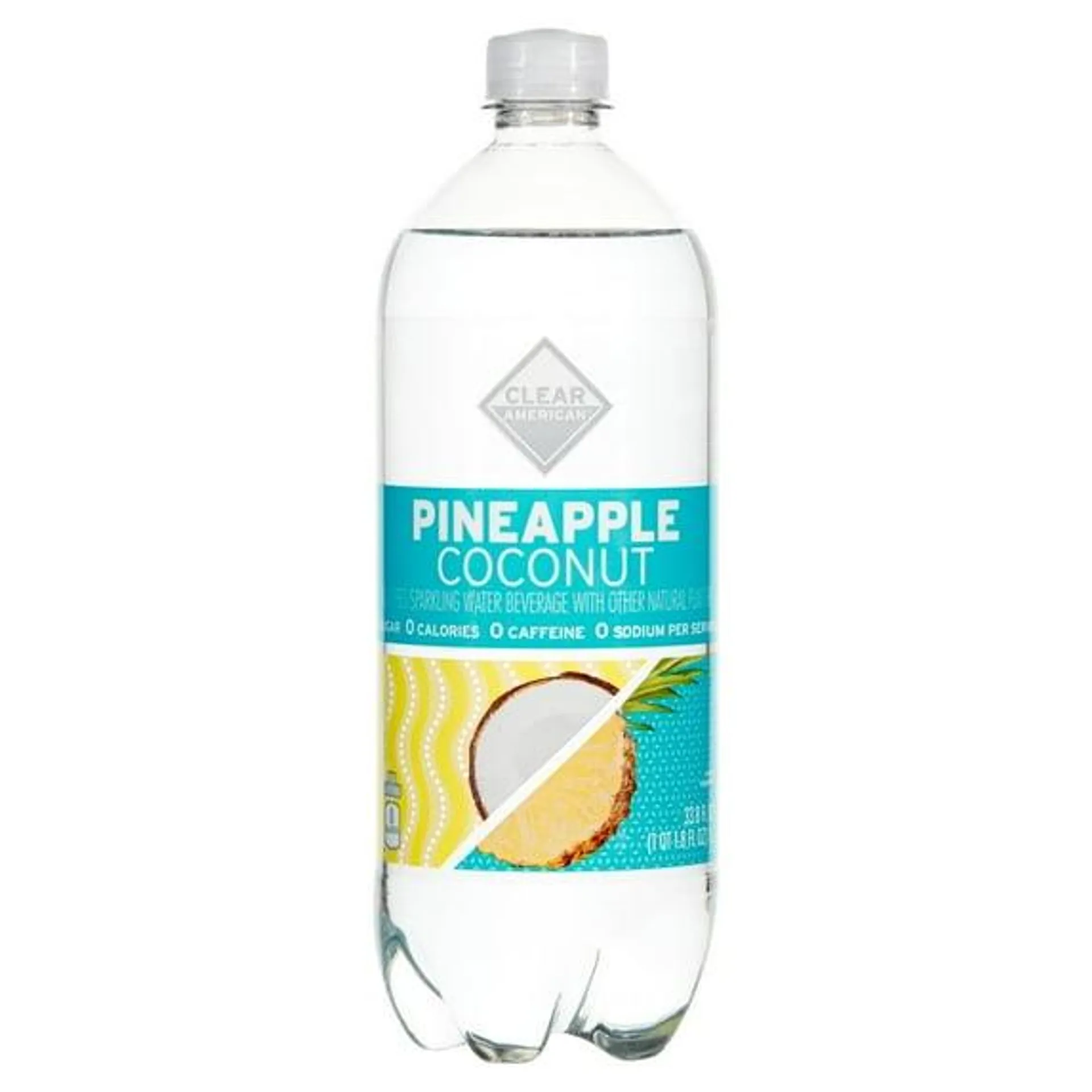 Clear American Pineapple Coconut Sparkling Water, 33.8 fl oz, Bottle