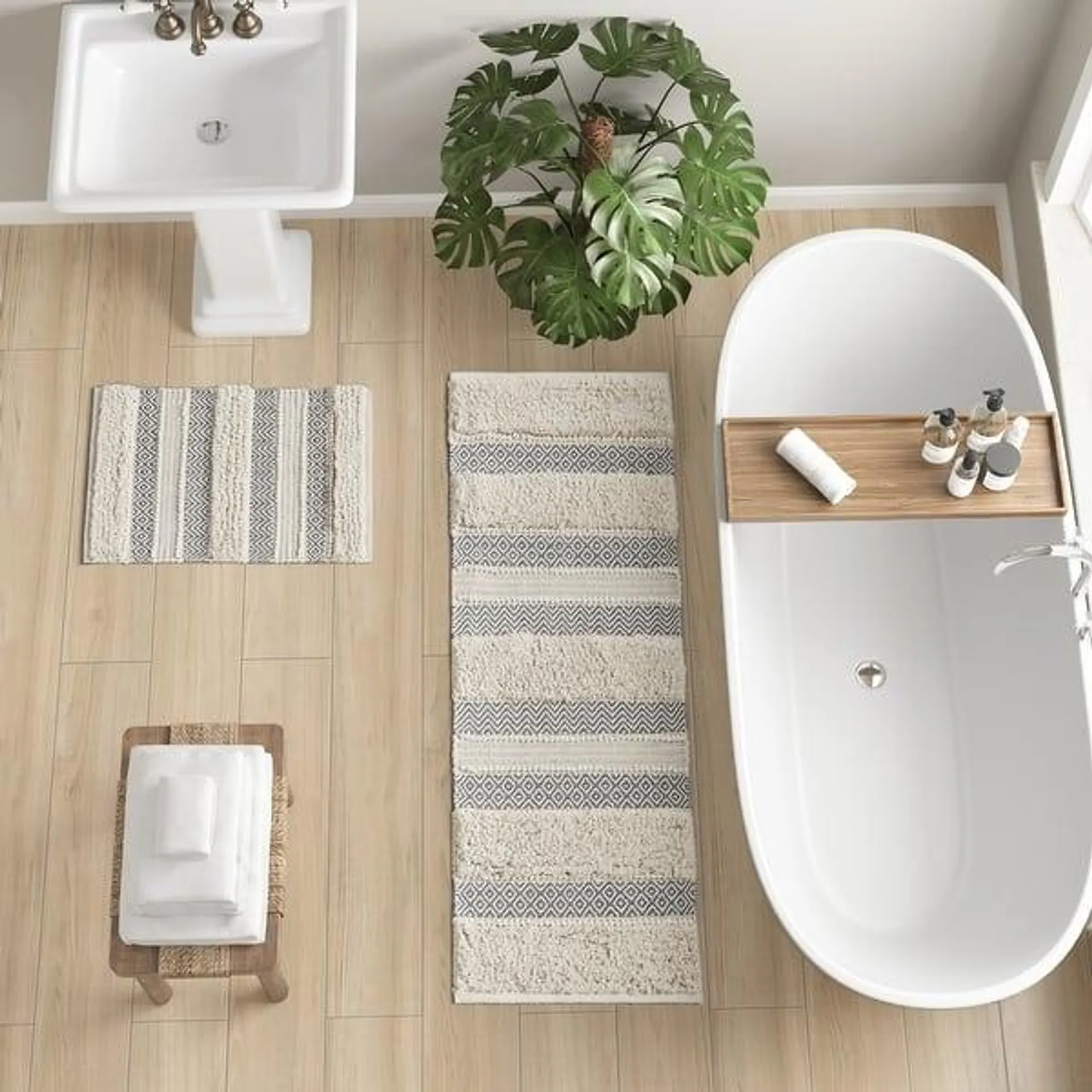 INK+IVY Asher Woven Texture Stripe Bath Rug