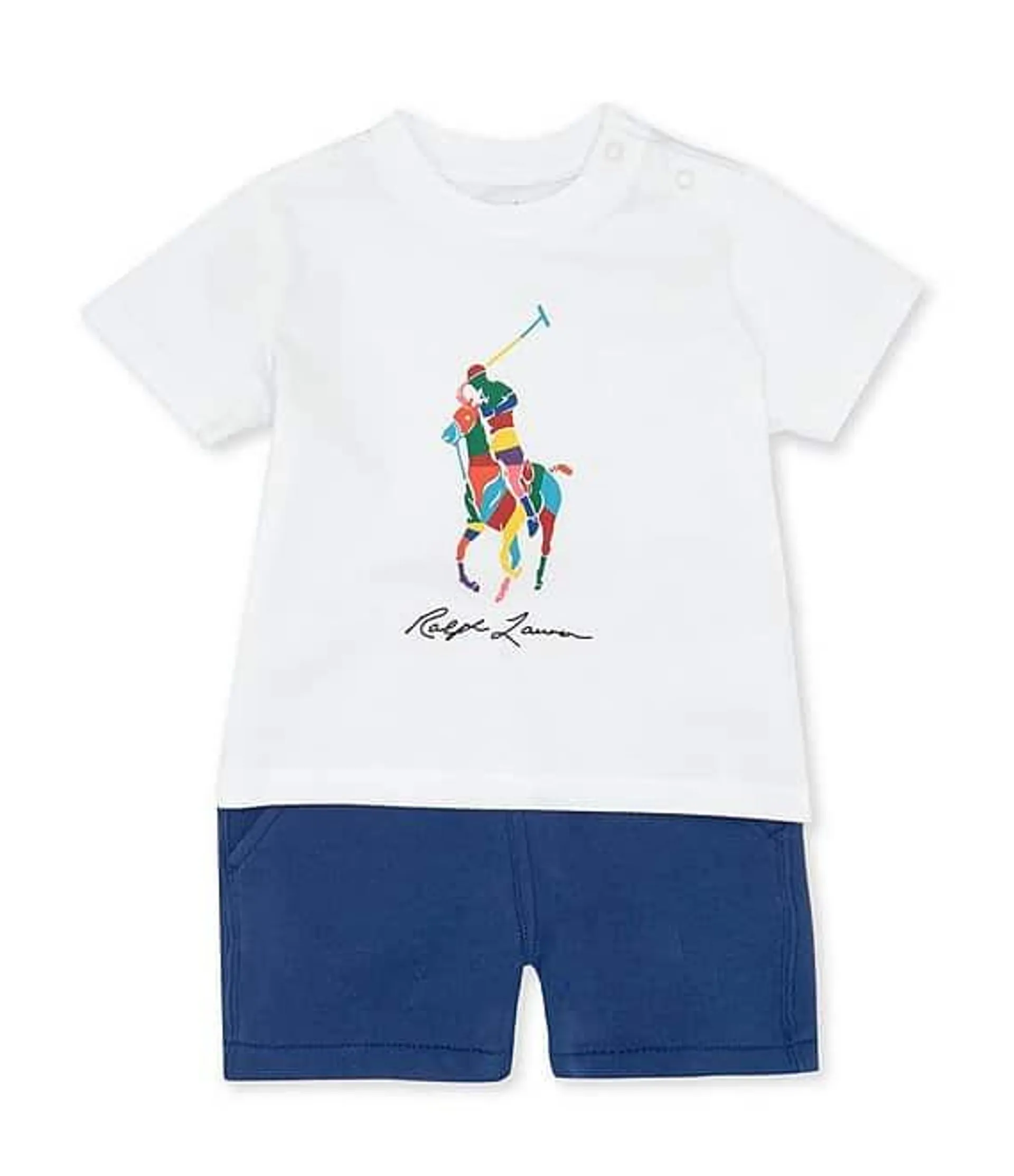 Baby Boys 3-24 Months Short-Sleeve Big Pony Tee & Fleece Short Set