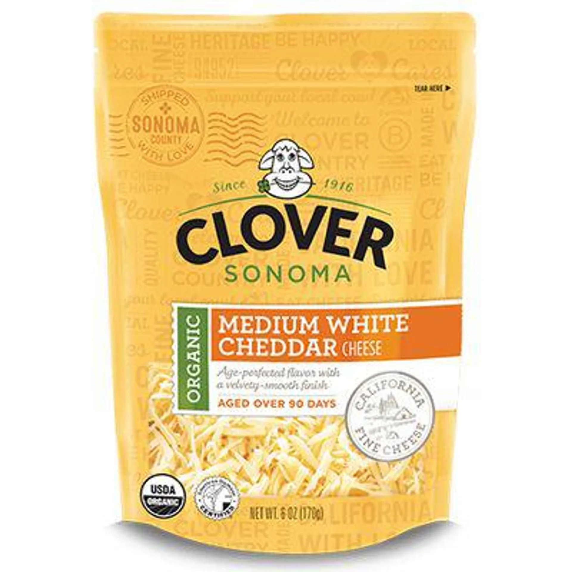 Clover Sonoma Organic Medium White Cheddar Shredded Cheese