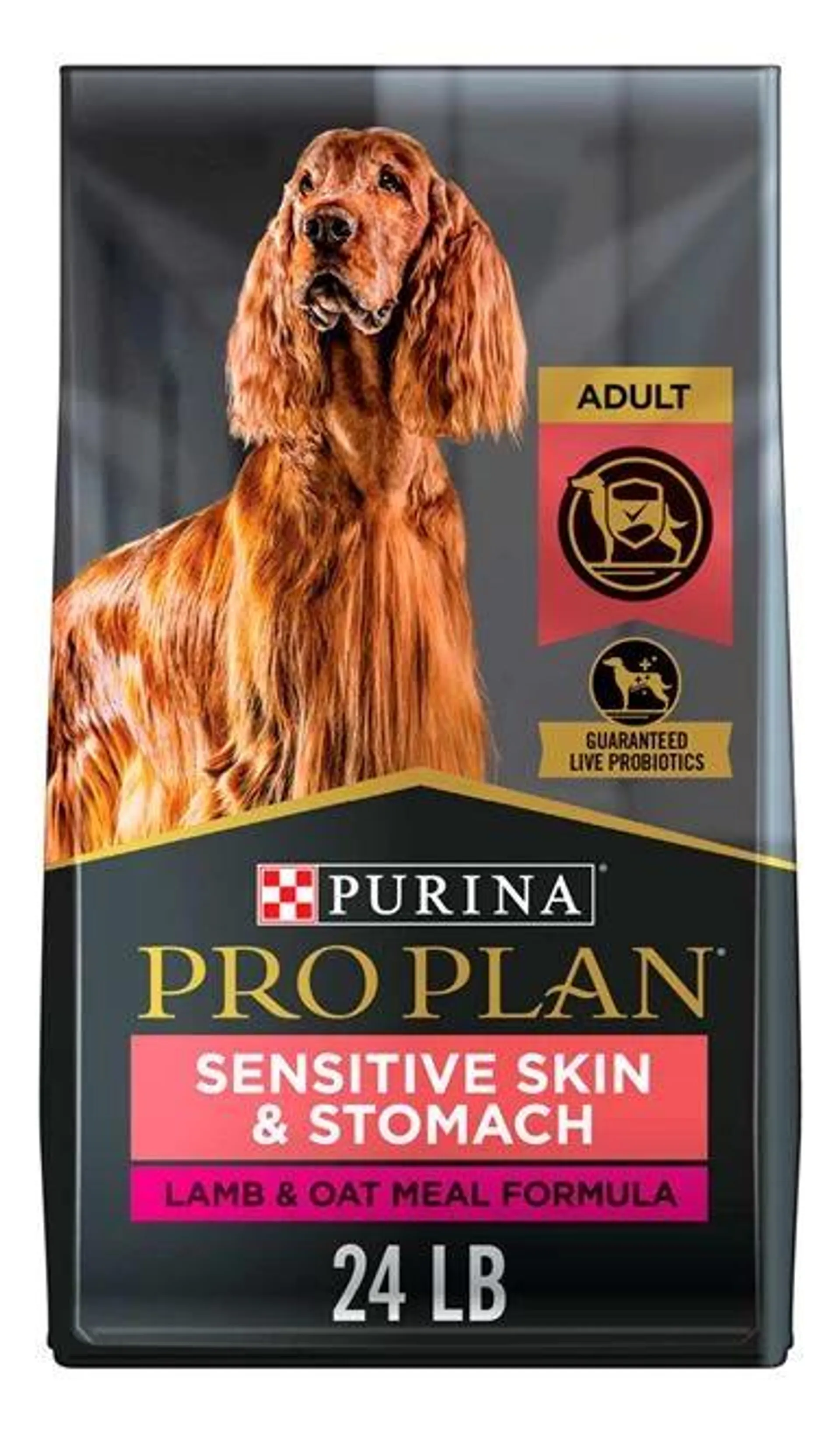 Purina Pro Plan Sensitive Skin and Sensitive Stomach Dog Food With Probiotics for Dogs, Lamb & Oat Meal Formula - 24 Pound Bag