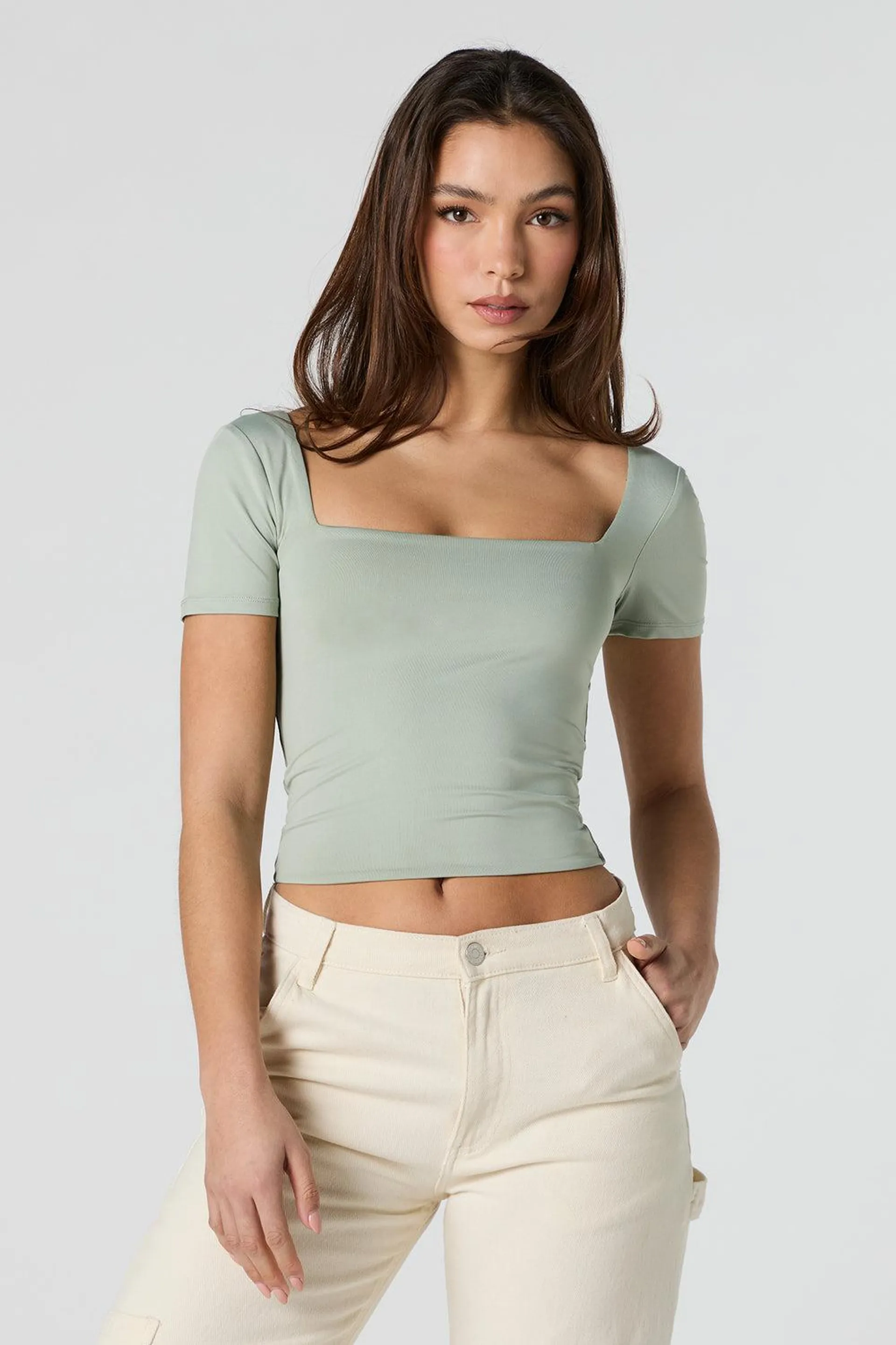 Contour Square Neck Cropped T-Shirt