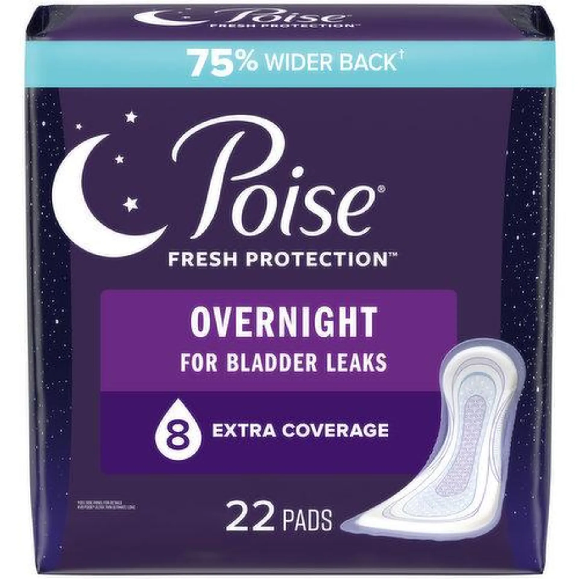 Poise Fresh Protection Pads, Overnight, Extra Coverage, 22 Each