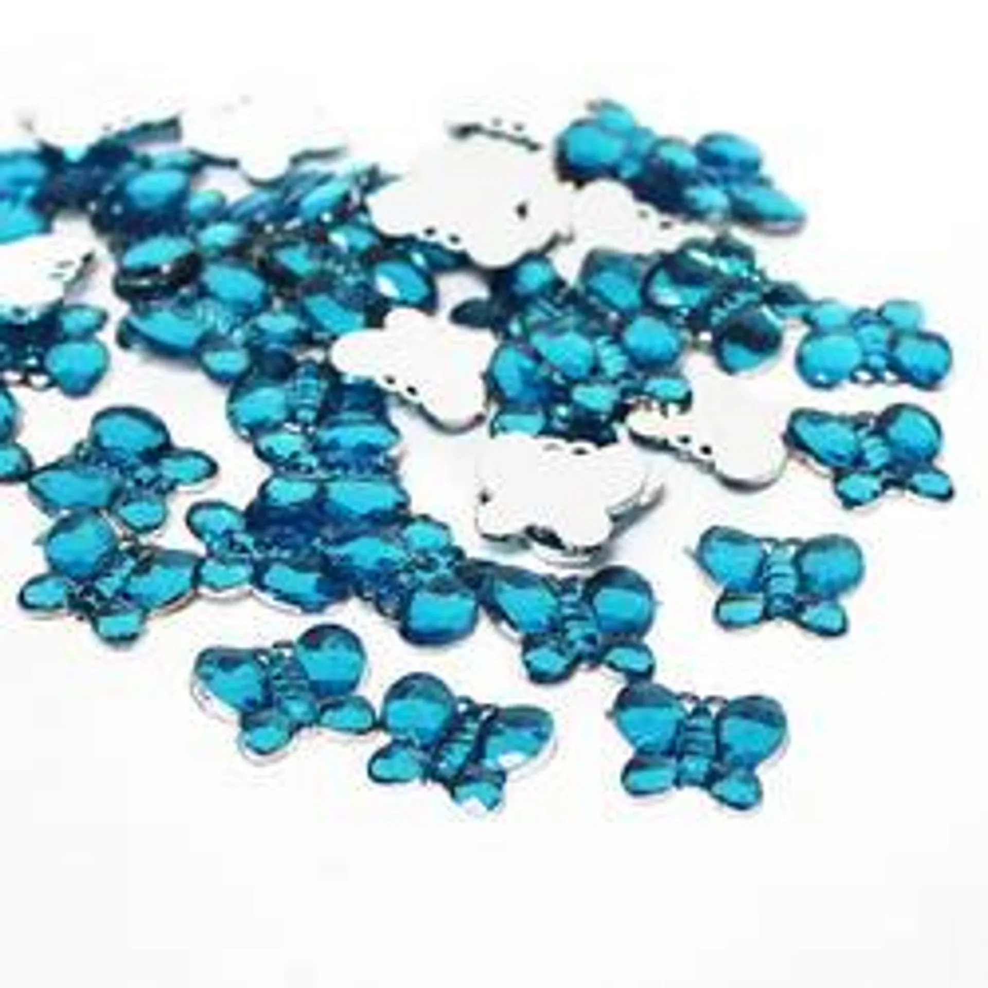 Turquoise Flat Back Butterfly Rhinestones (Package of 50 pieces)