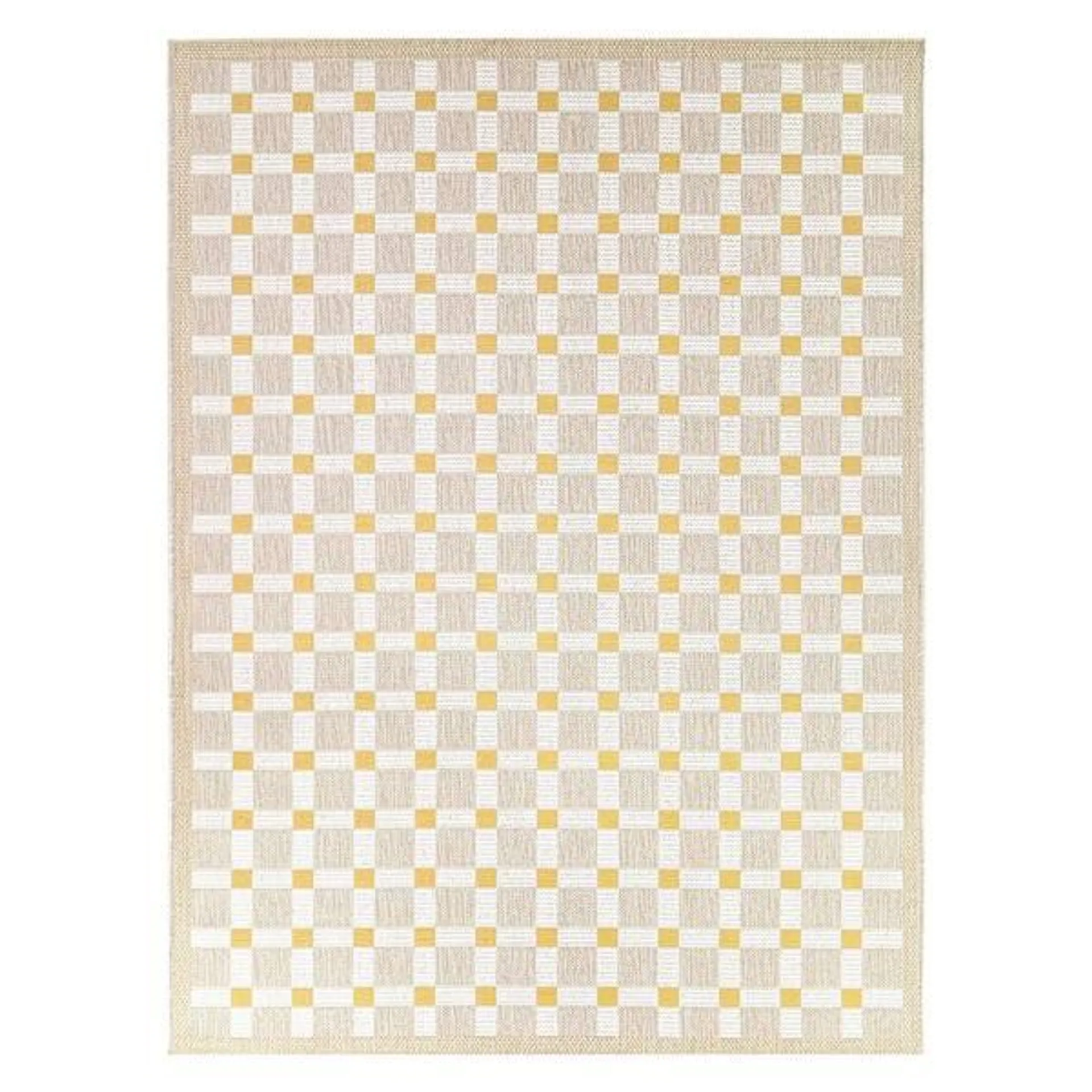 (E512) Florence Yellow & Tan Checkered Outdoor Area Rug, 8x10