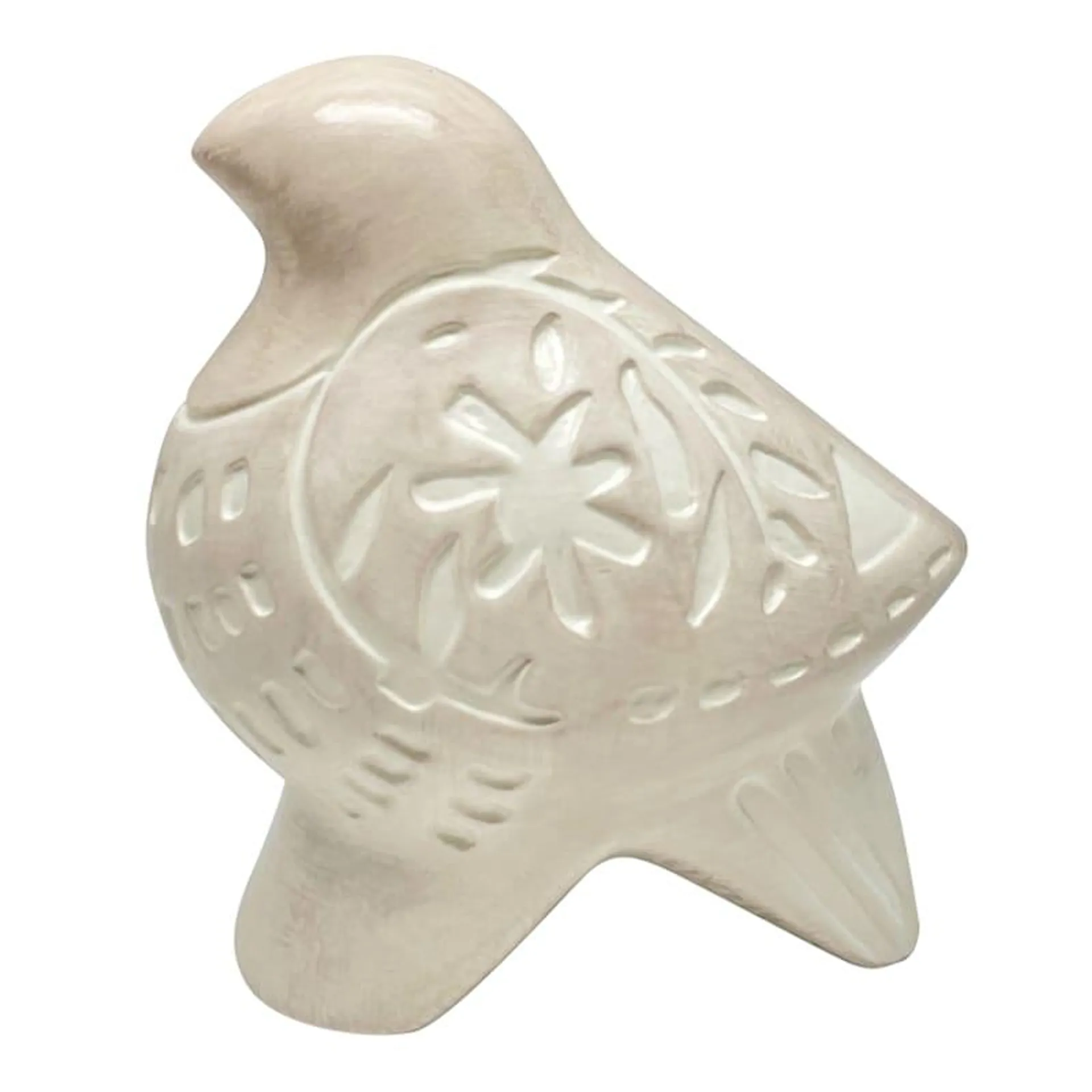 White Ceramic Bird Figurine, 5"