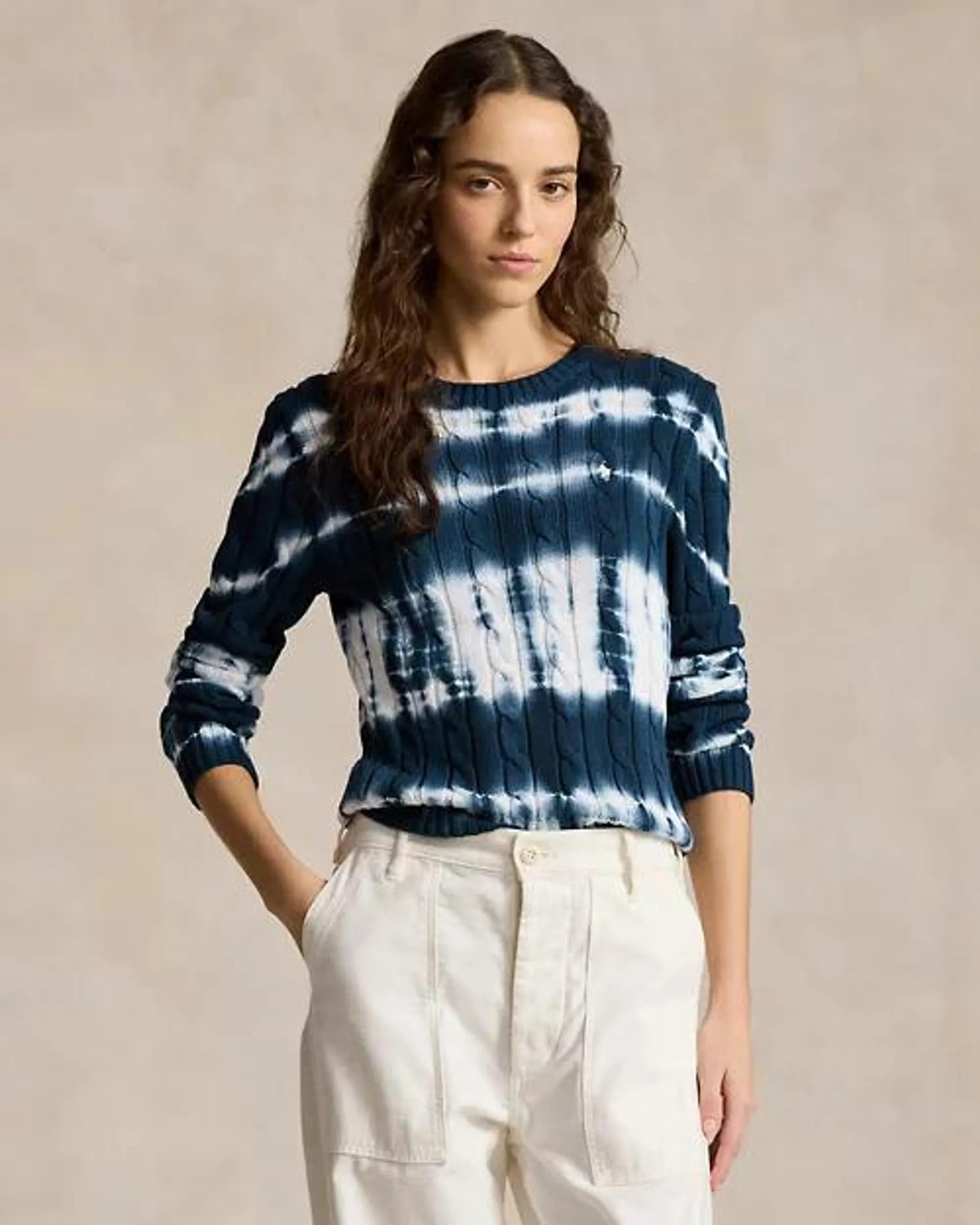 Tie-Dye Cable-Knit Cotton Sweater