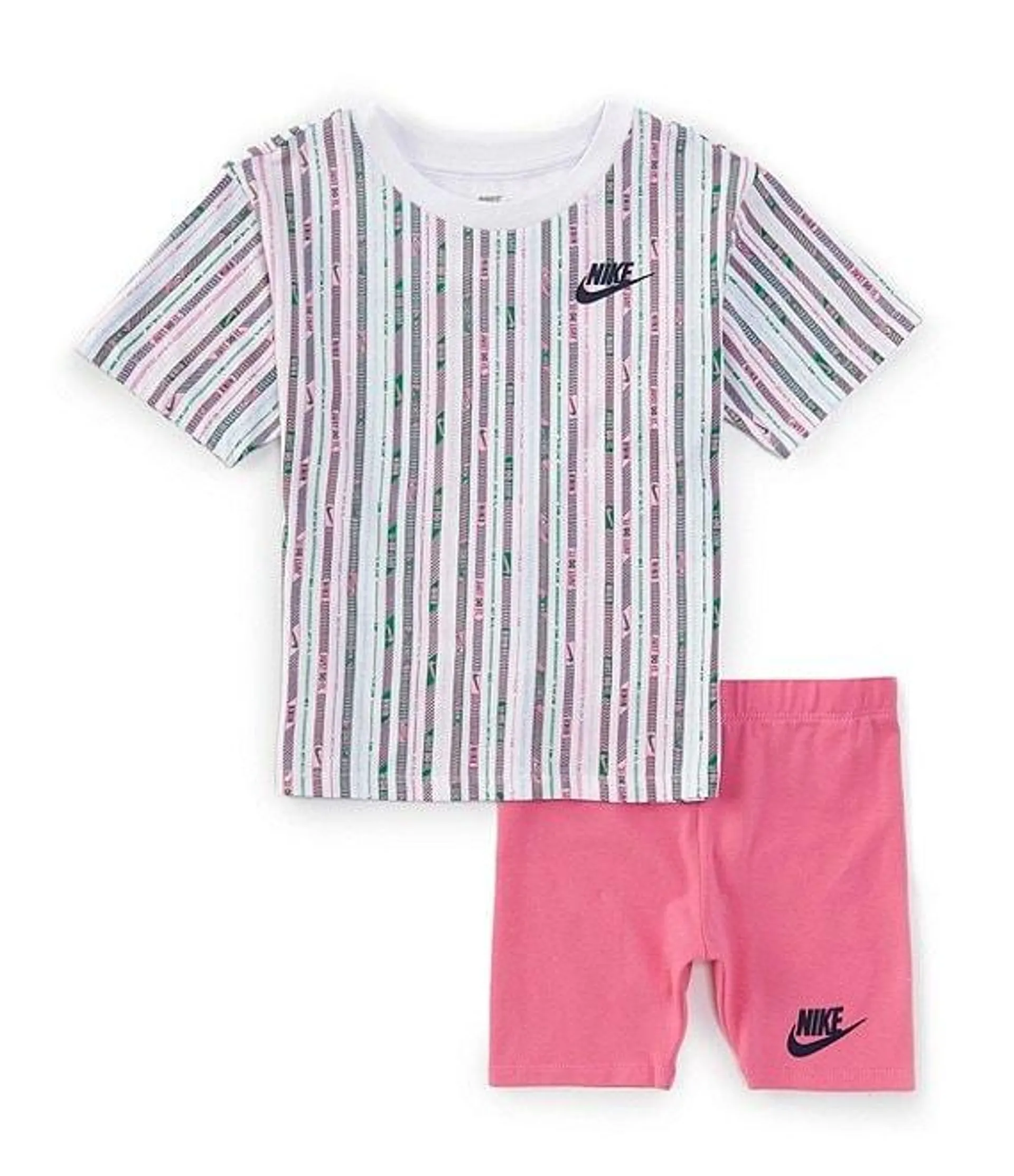 Little Girls 2T-6X Short Sleeve Happy Camper T-Shirt & Solid Bike Shorts Set