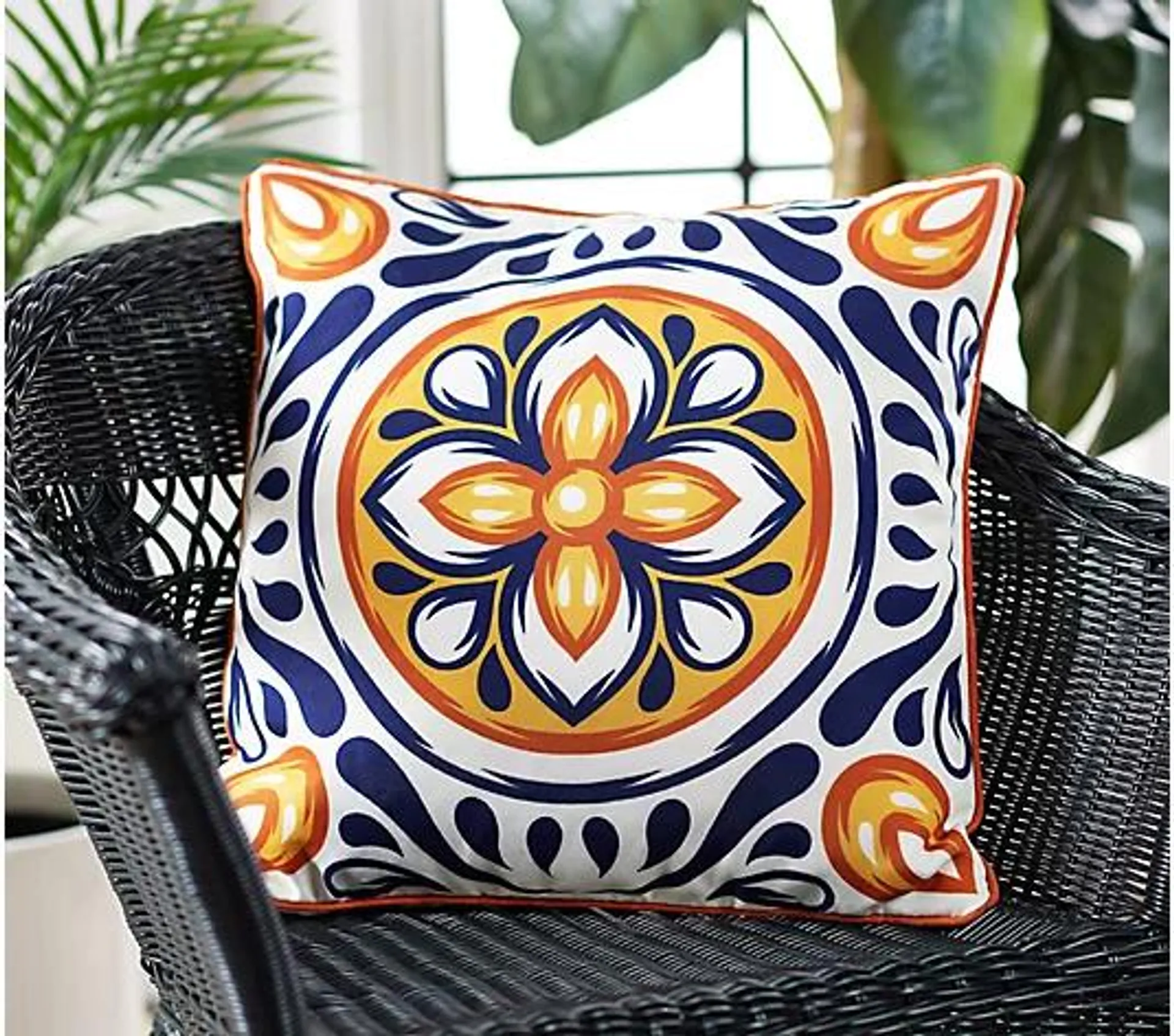 Marigold Talavera 18"x18" Printed In/Outdoor Pillow