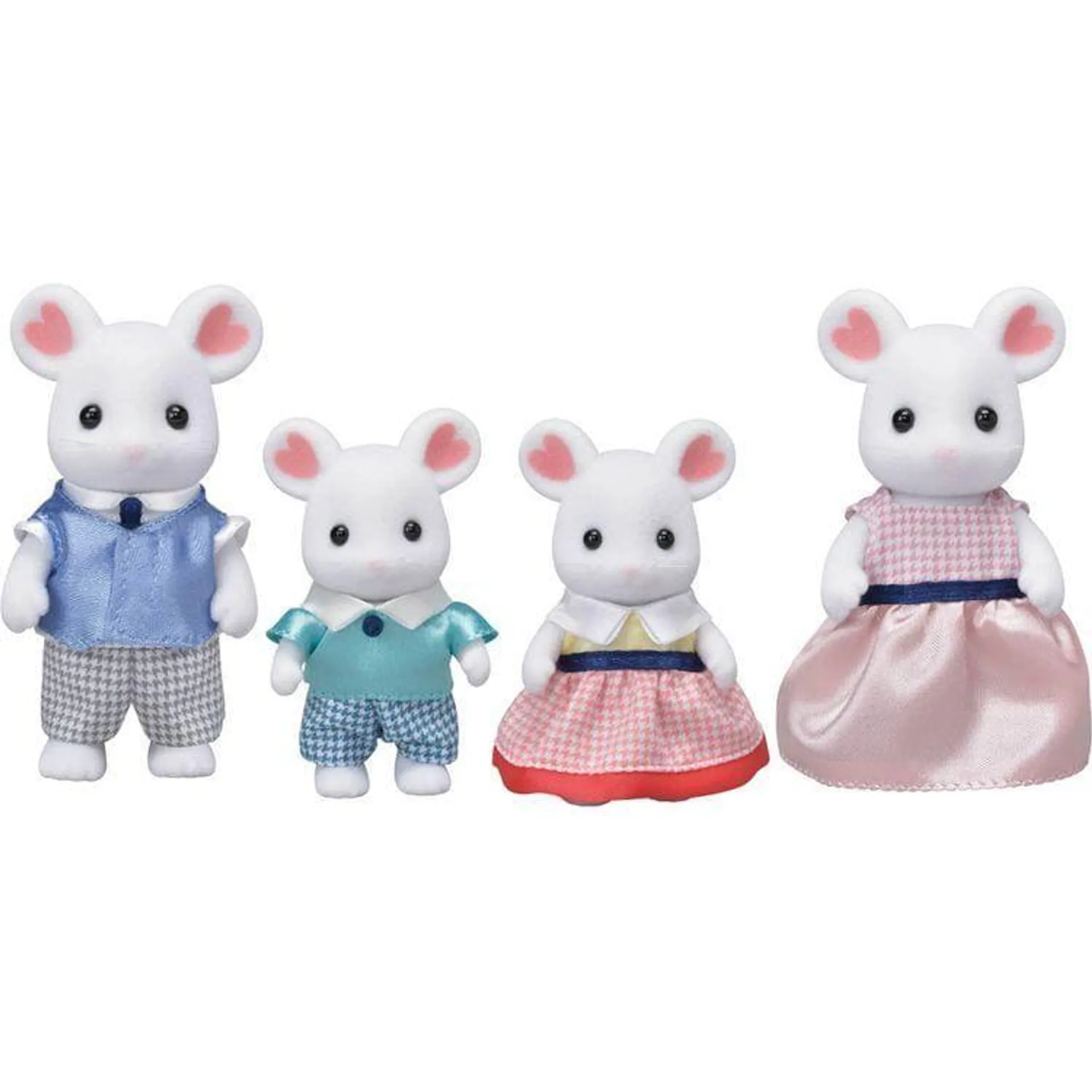 Calico Critters Marshmallow Mouse Family, Set of 4 Collectible Doll Figures