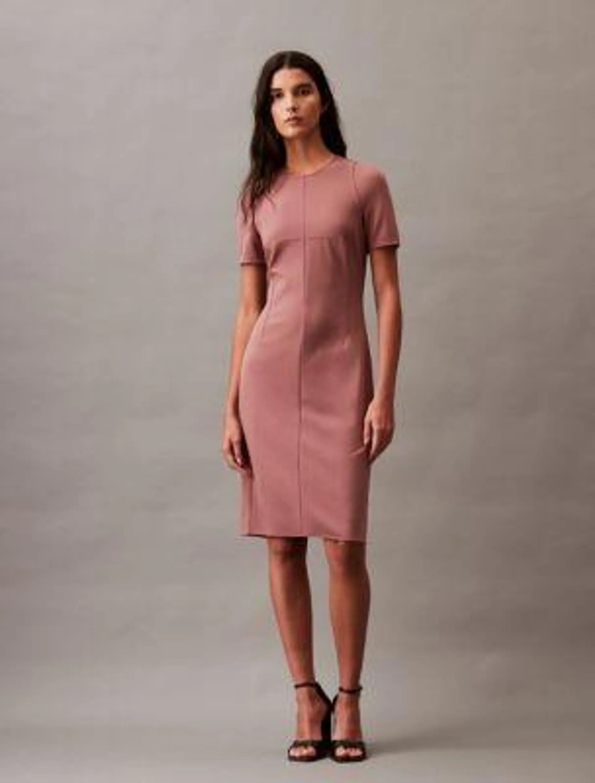 Compact Stretch Crepe Shift Dress