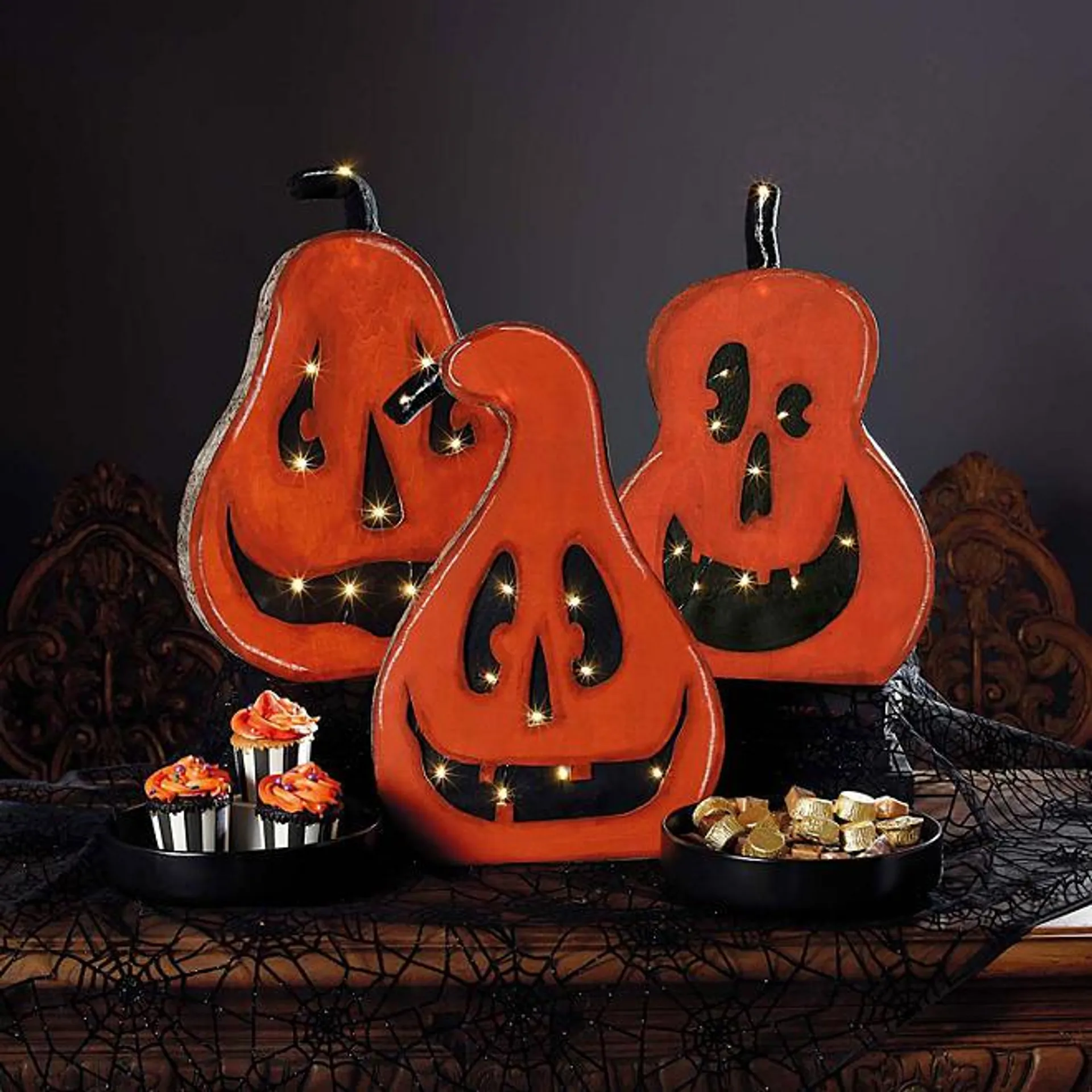 burton + BURTON Set of 3 Pre-Lit Jack-O-Lanterns