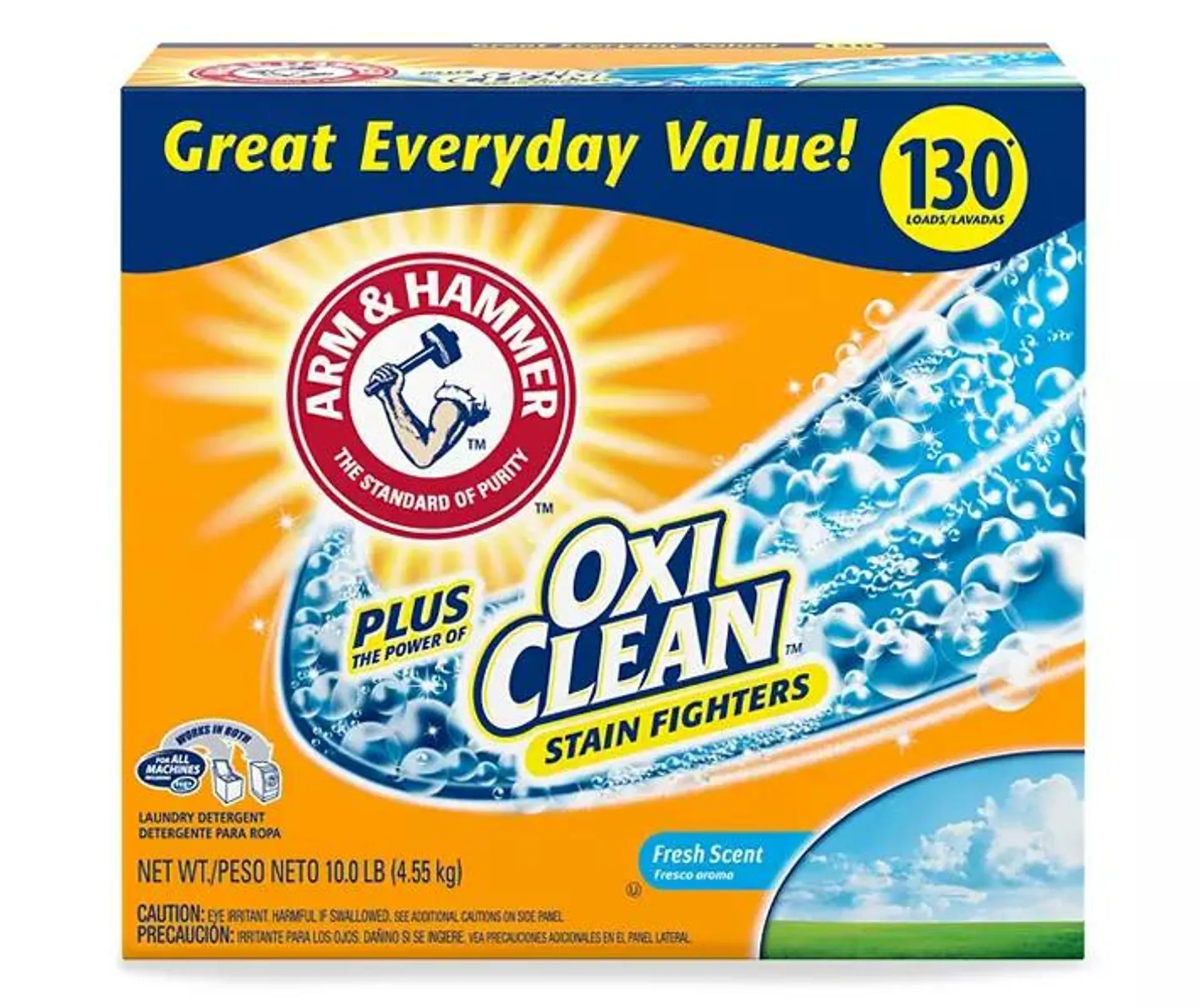 Arm & Hammer Plus OxiClean Powder Laundry Detergent, Fresh Scent, 130 Loads