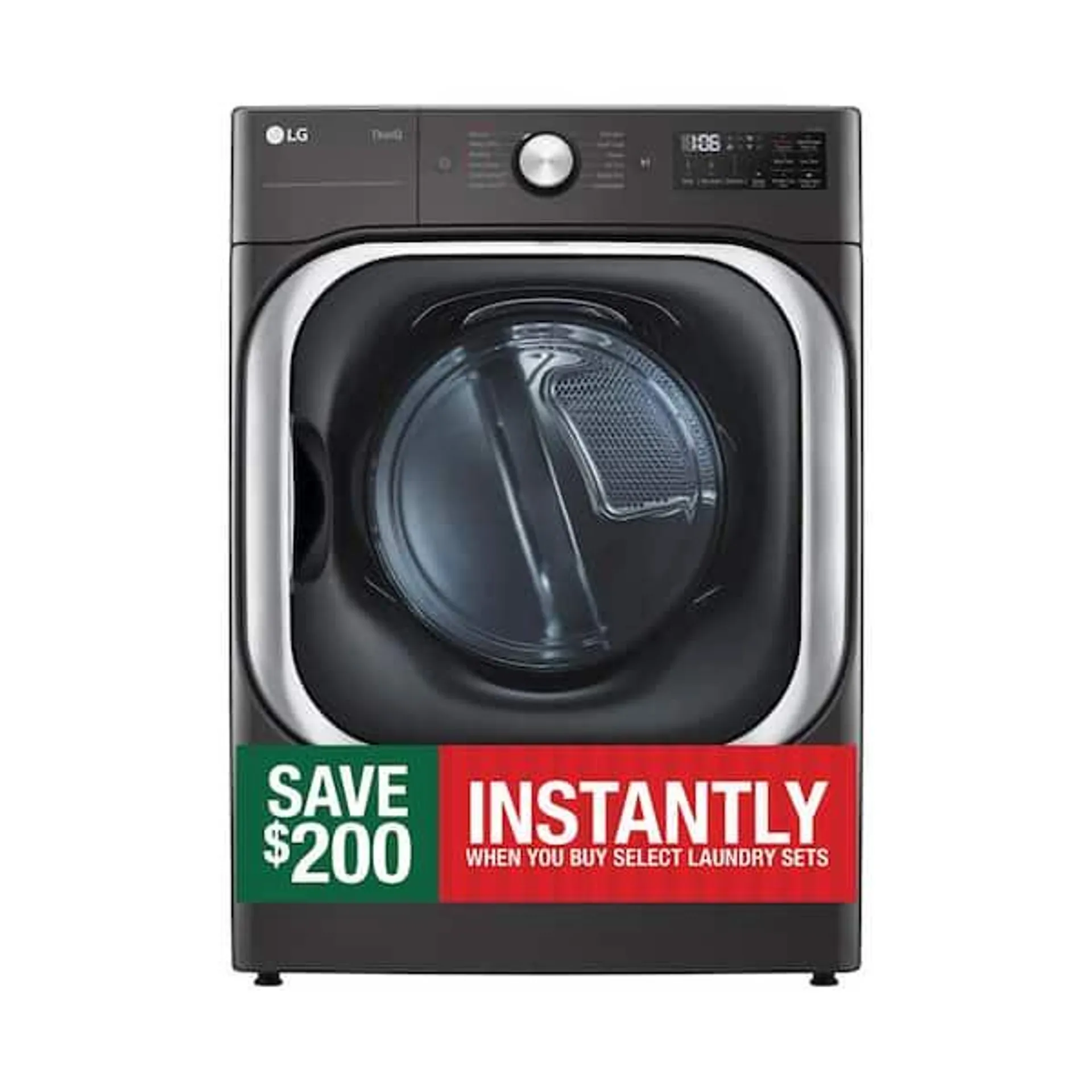 9.0 cu. ft. Vented SMART Stackable Gas Dryer in Black Steel with TurboSteam and Sensor Dry Technology