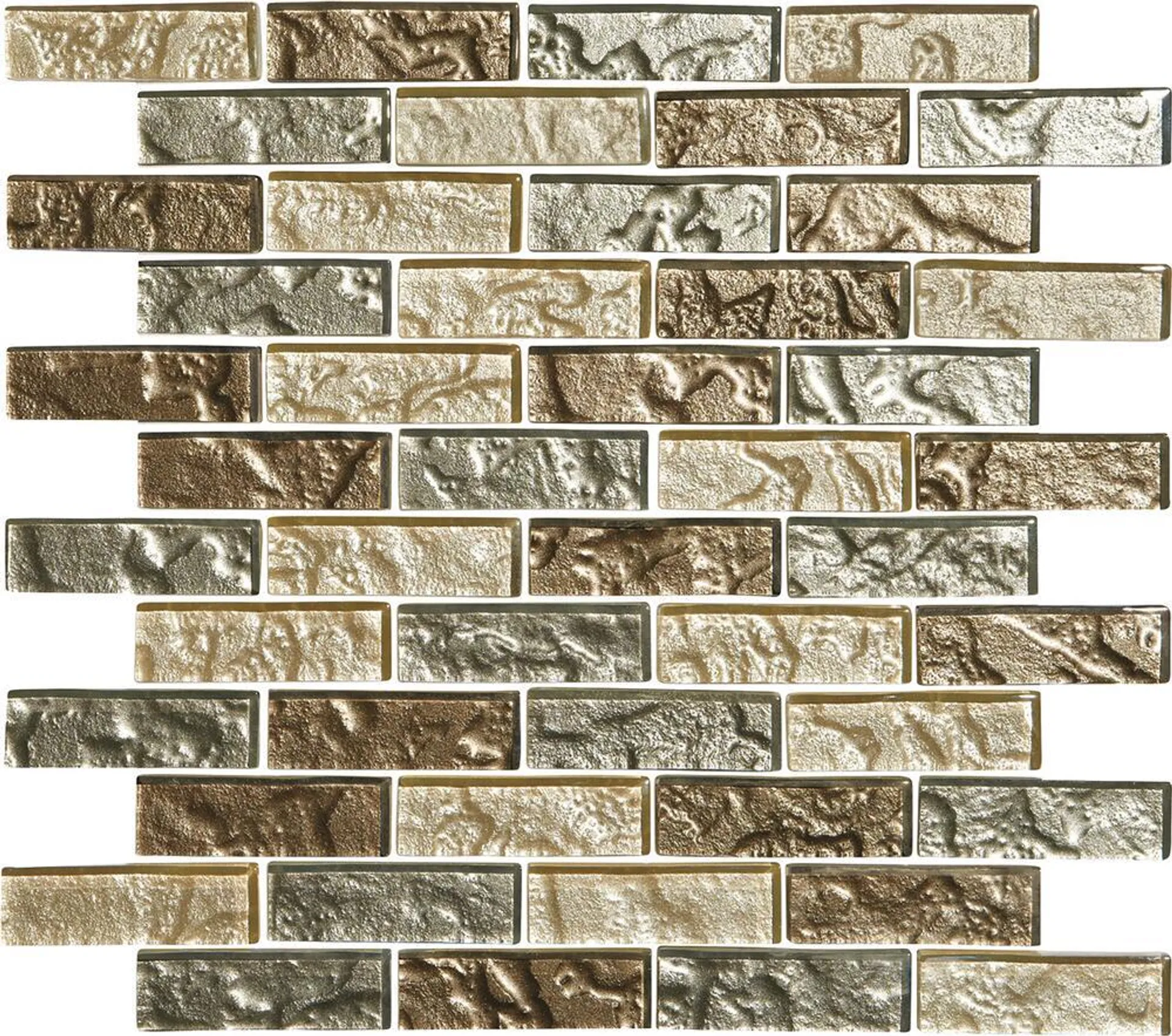 Mohawk® Grand Terrace Amber Medley Brick Joint 12 x 12 Glass Mosaic Tile