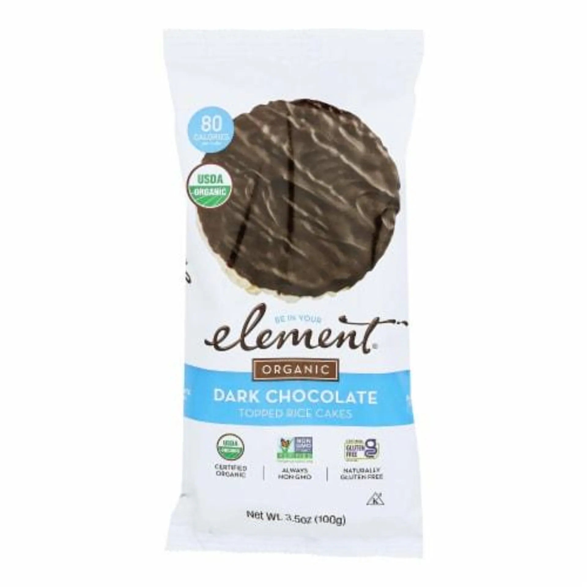 Element - Organic Dipped Rice Cakes - Dark Chocolate - Case of 6 - 3.5 oz.