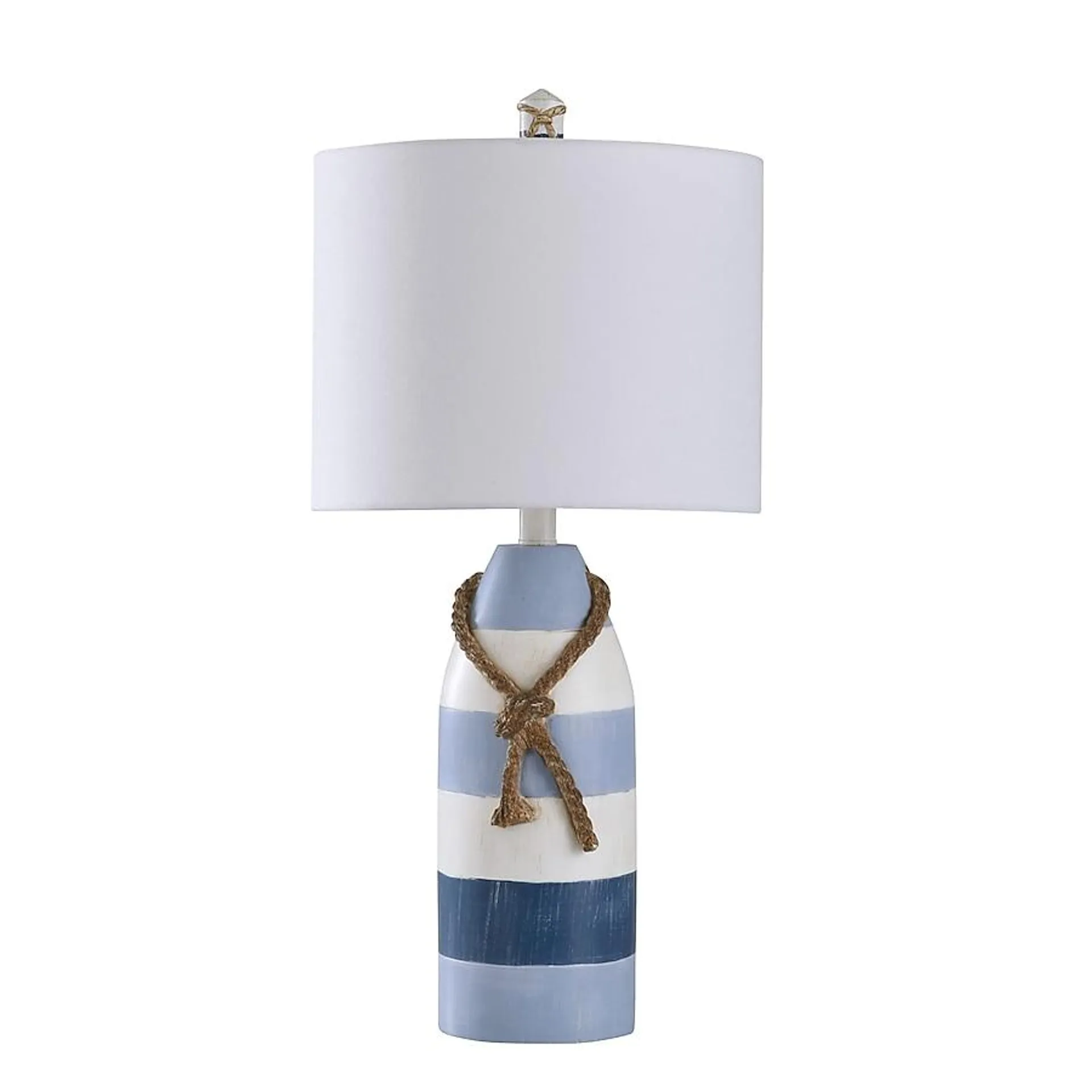 StyleCraft Home Collection 24.5-in Blue Stripe 3-way Table Lamp with Fabric Shade