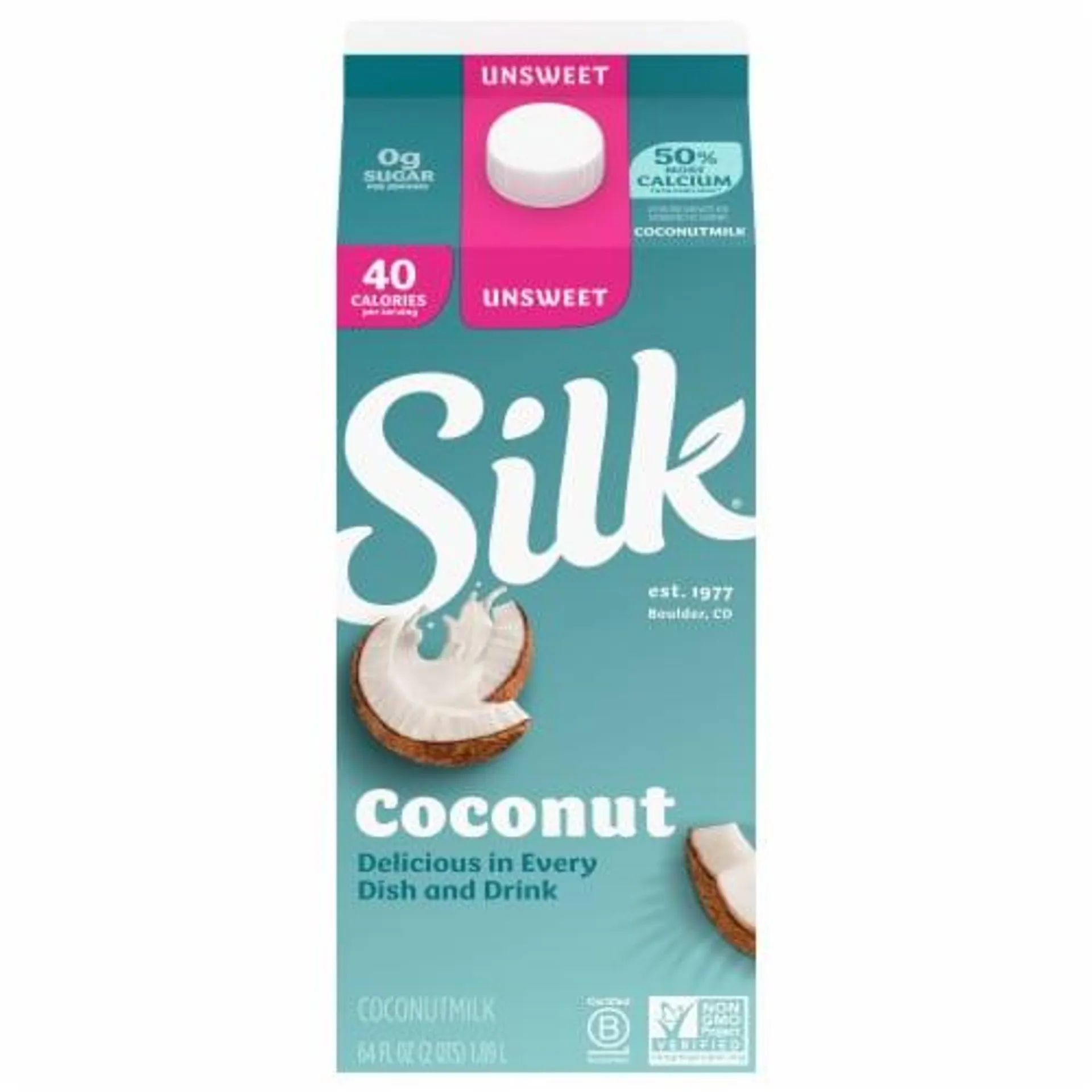 Silk Dairy Free Unsweetened Plain Coconut Milk Half Gallon