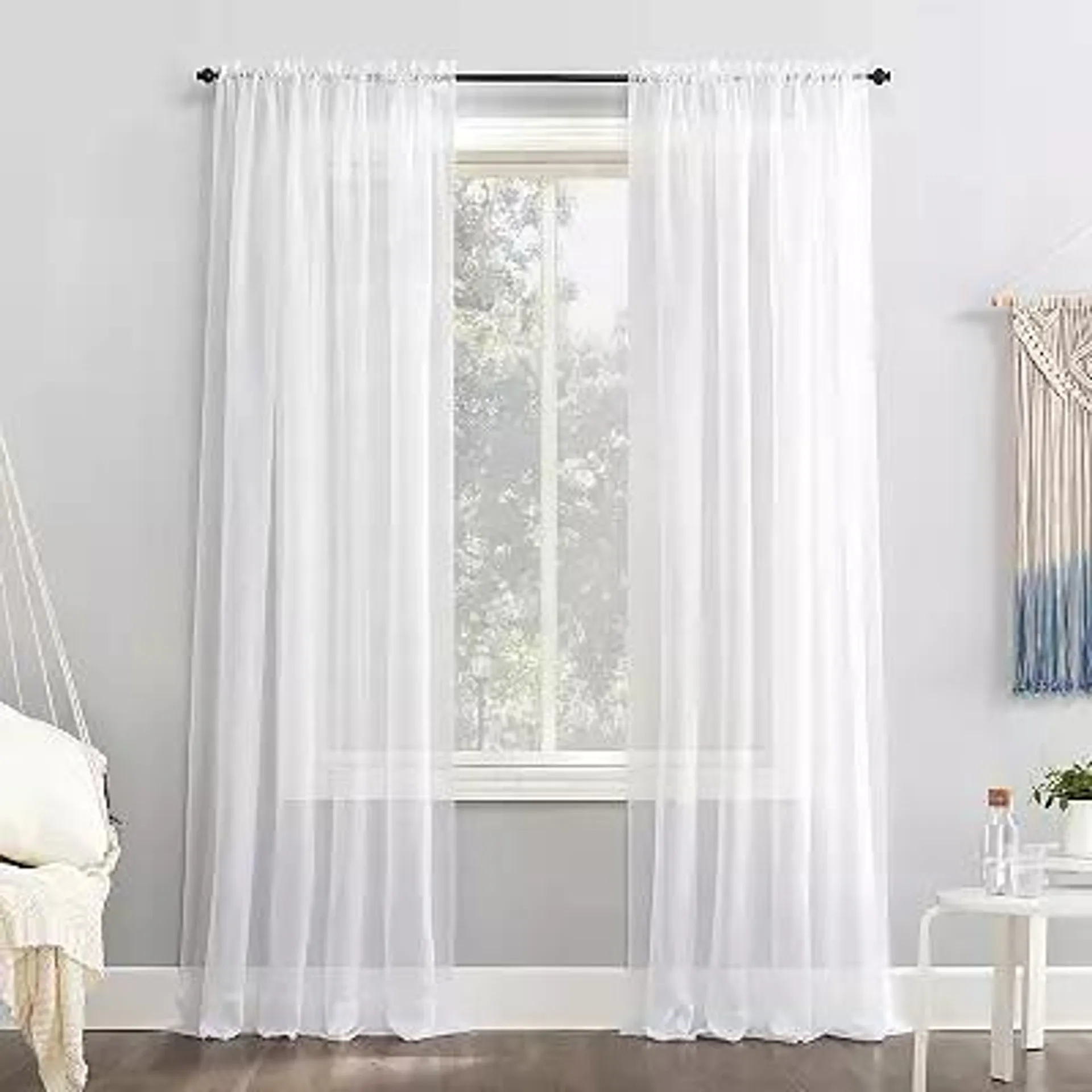 No. 918 Emily Solid Sheer Voile Rod Pocket Single Window Curtain Panel