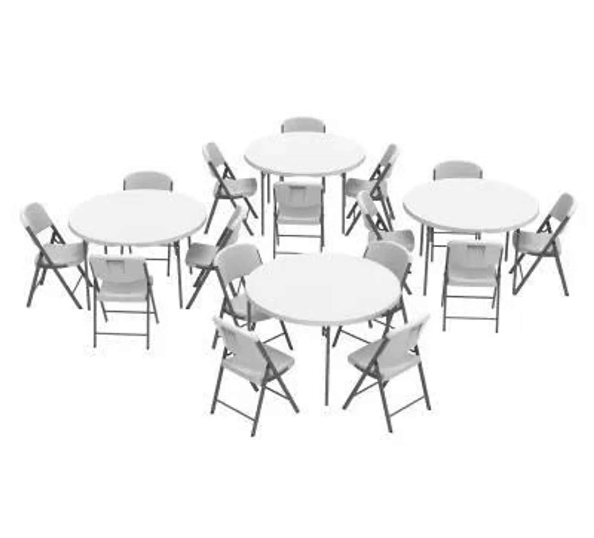 Lifetime (4) 48-Inch Round Fold-In-Half Tables and (16) Chairs Set