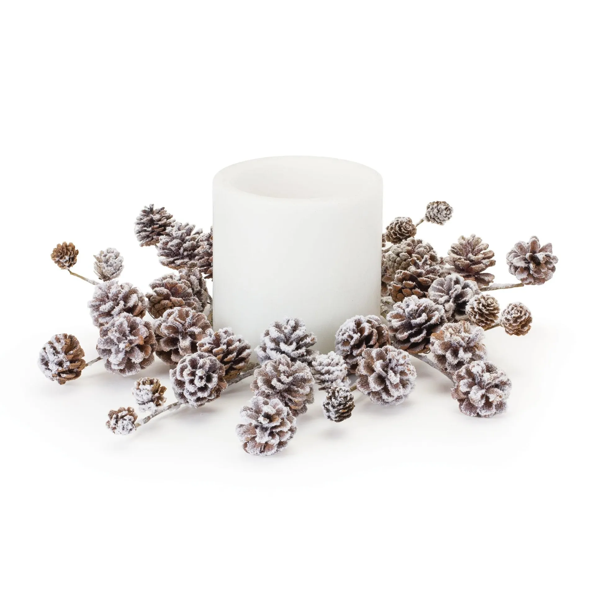 Flocked Pine Cone Candle Ring, Set of 2