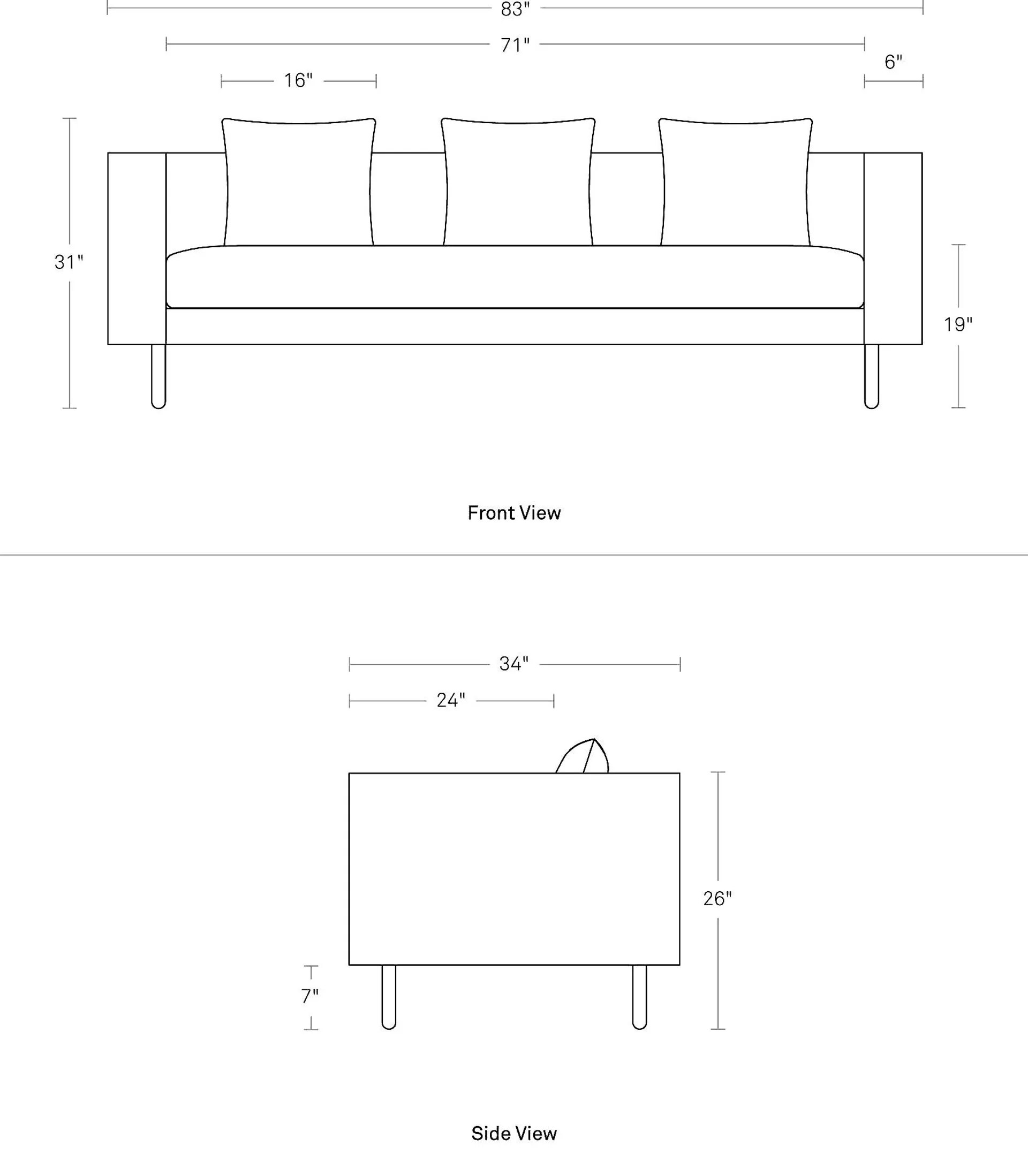 Mono 83" Sofa